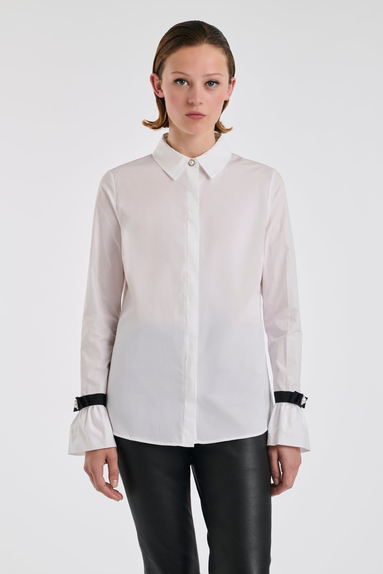 Poplin shirt with grosgrain details