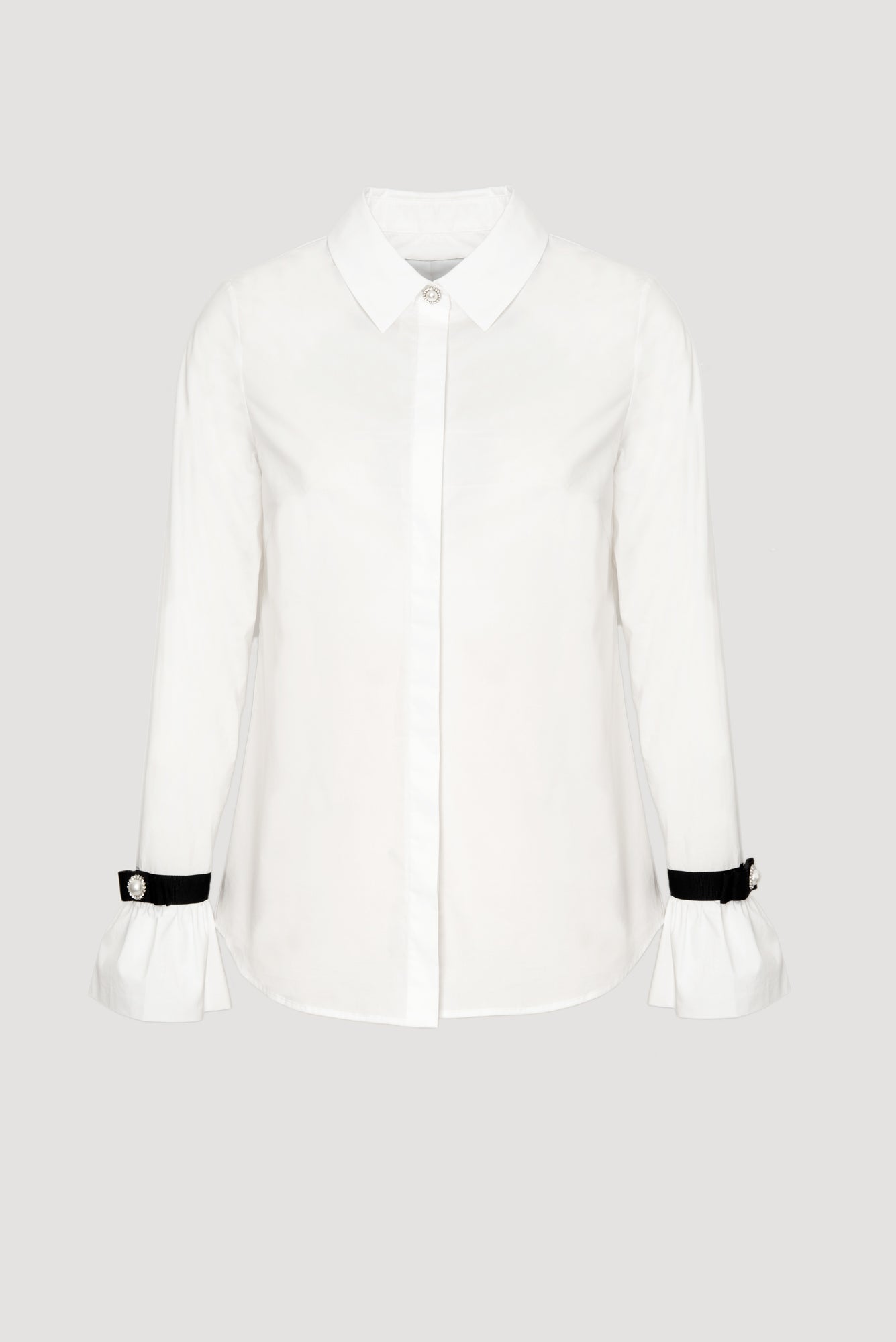 Poplin shirt with grosgrain details