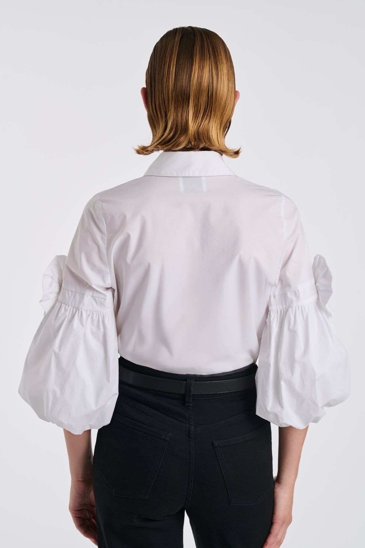 Chemise en popeline détails fleurs