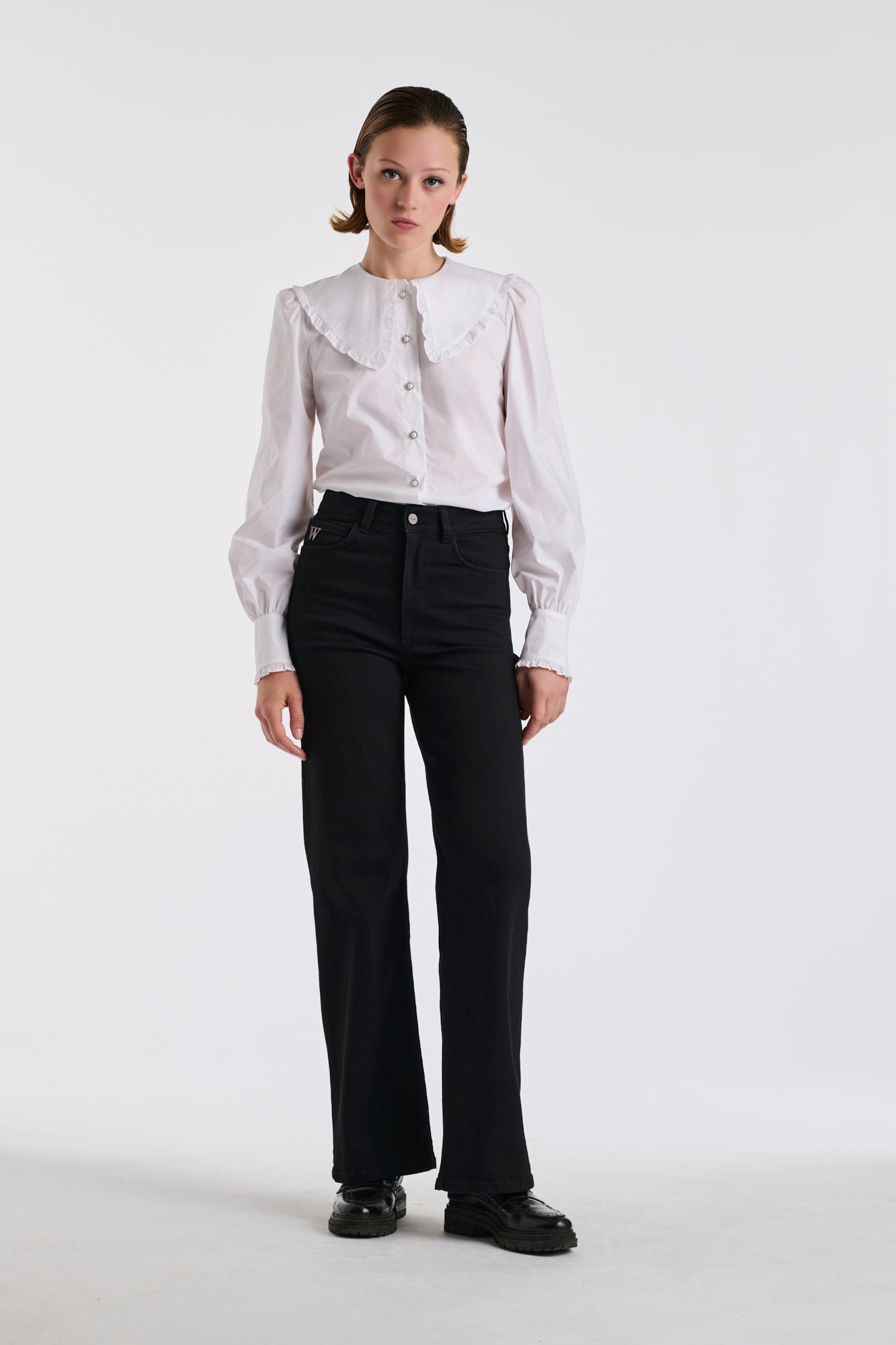 Chemise en popeline à col fantaisie