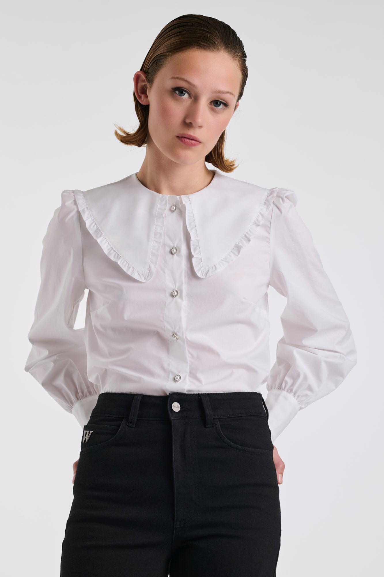 Chemise en popeline à col fantaisie