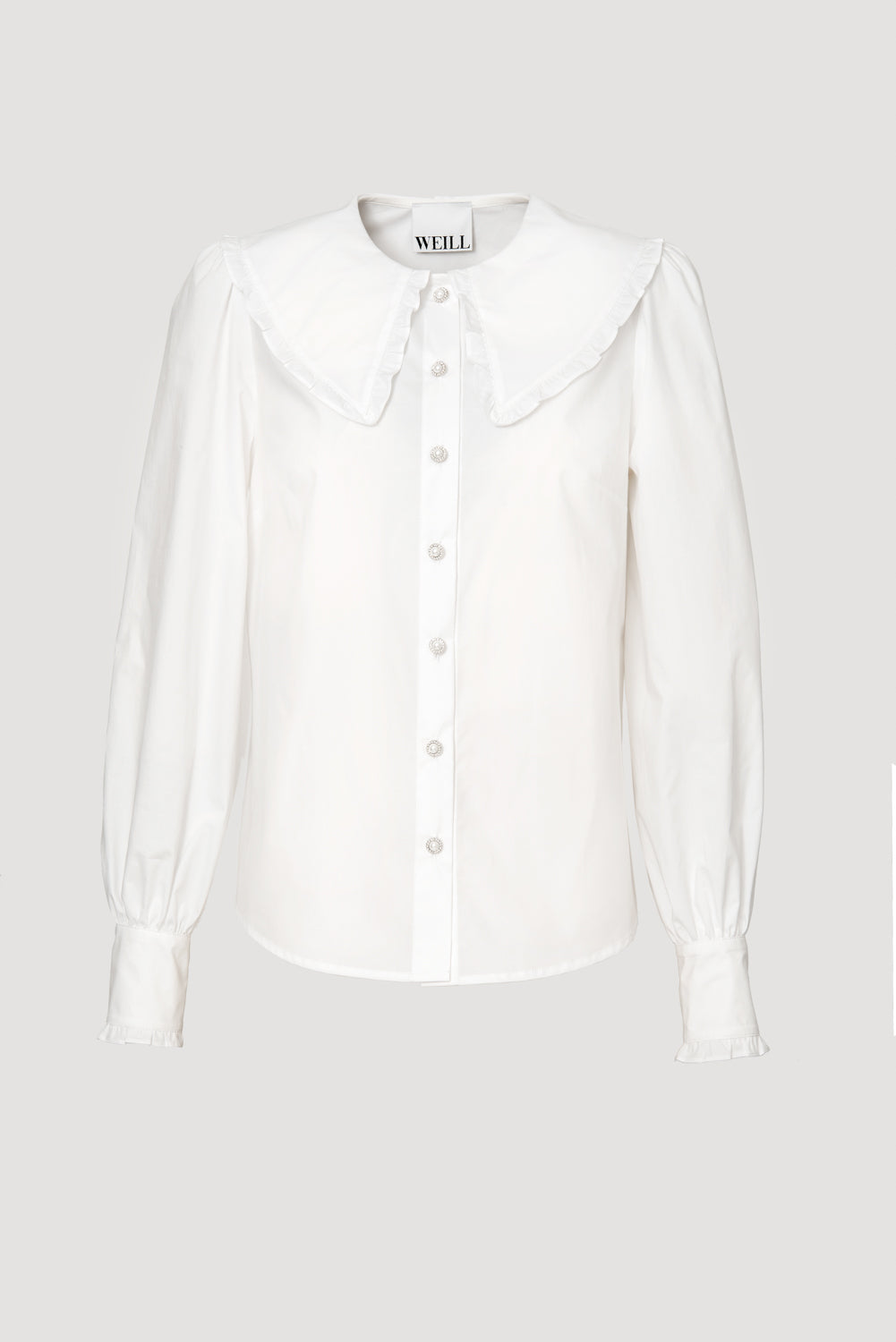 Chemise en popeline à col fantaisie