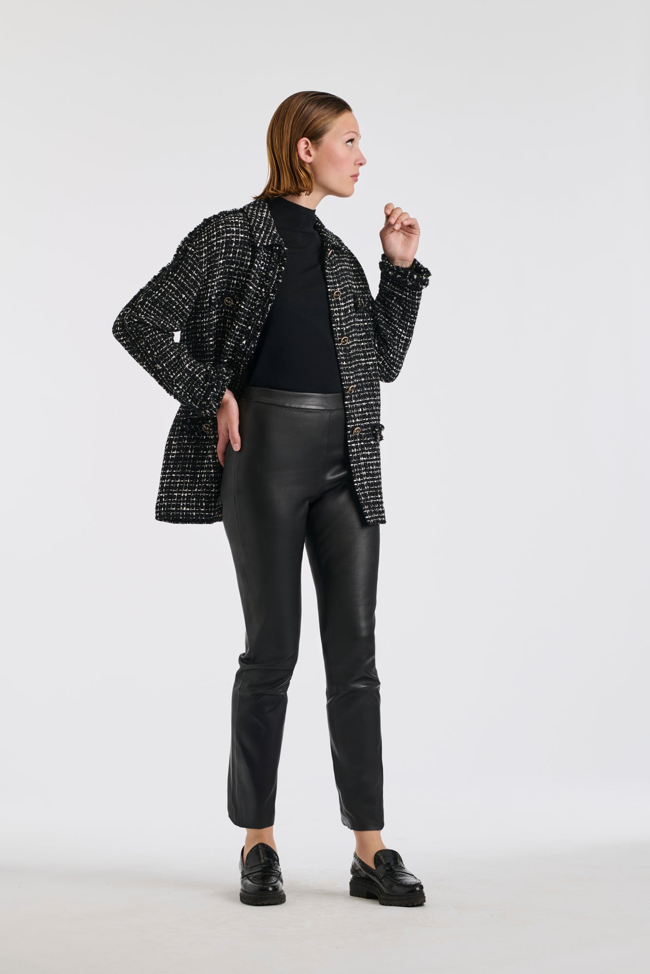 Surchemise en tweed bicolore frangé