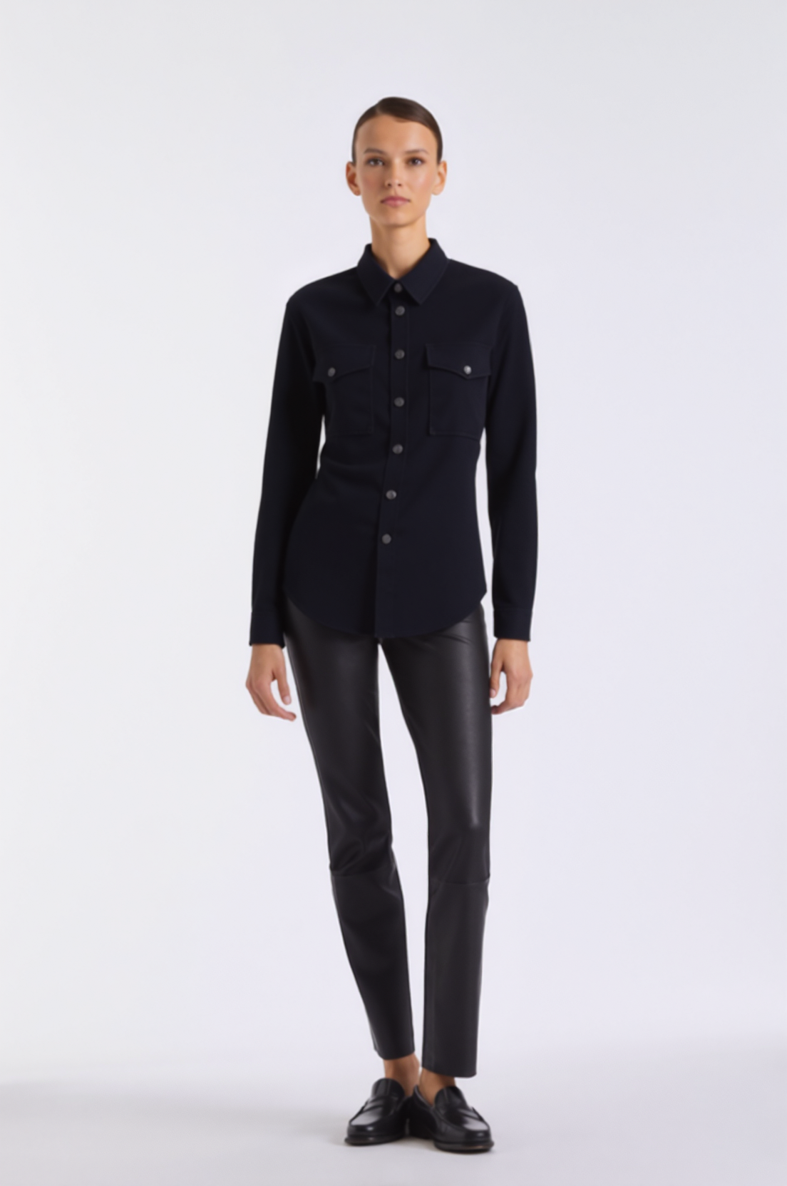 Surchemise double face en laine et cachemire