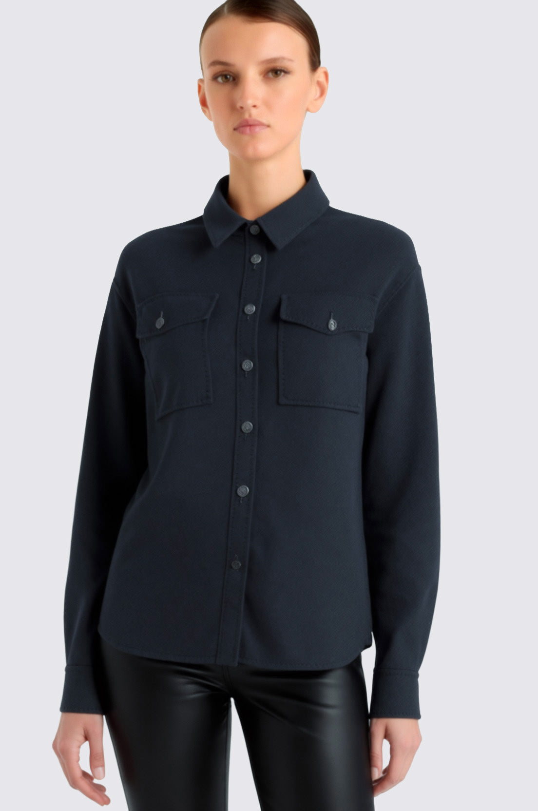 Surchemise double face en laine et cachemire