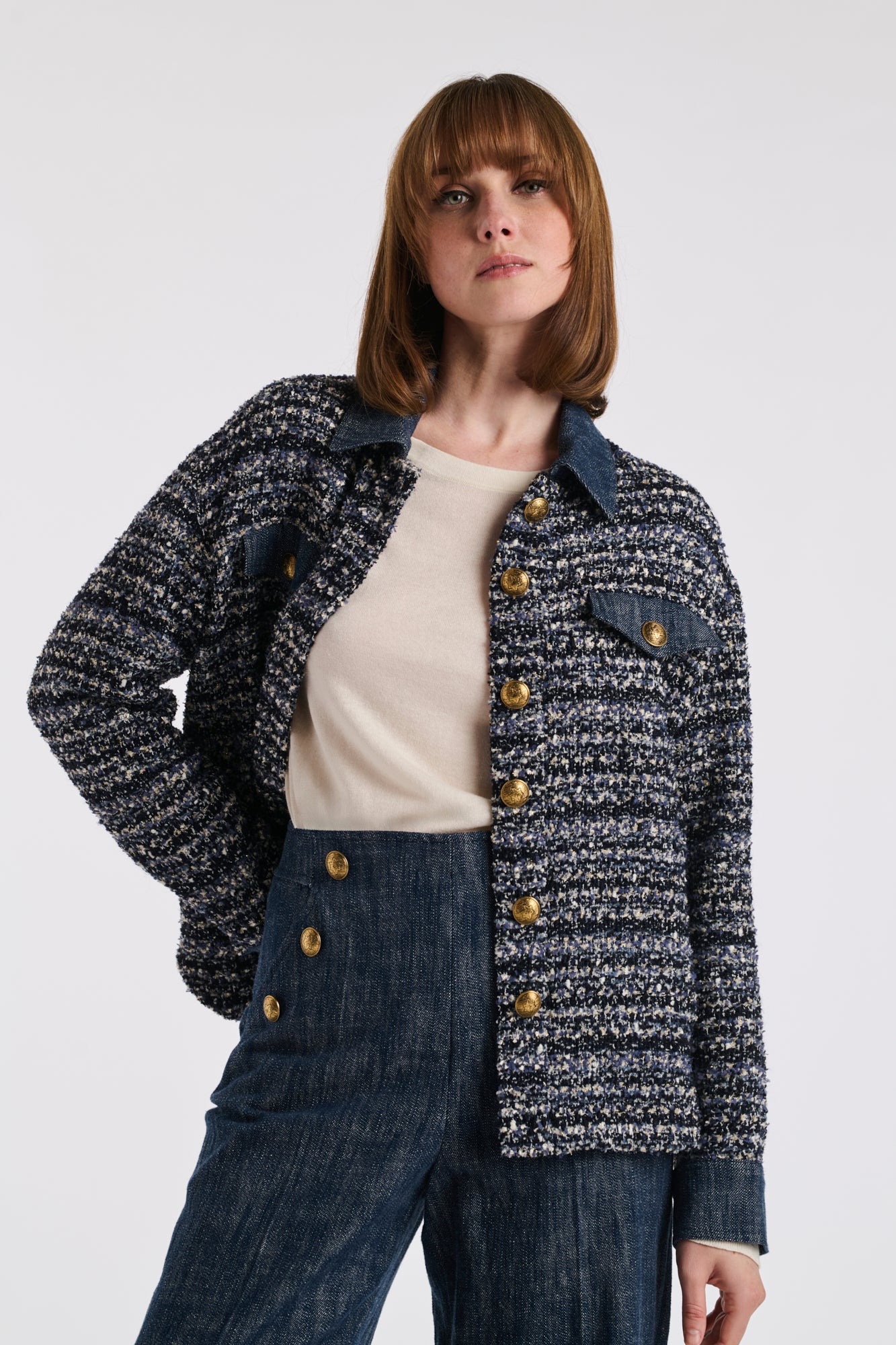 Surchemise en tweed et jean