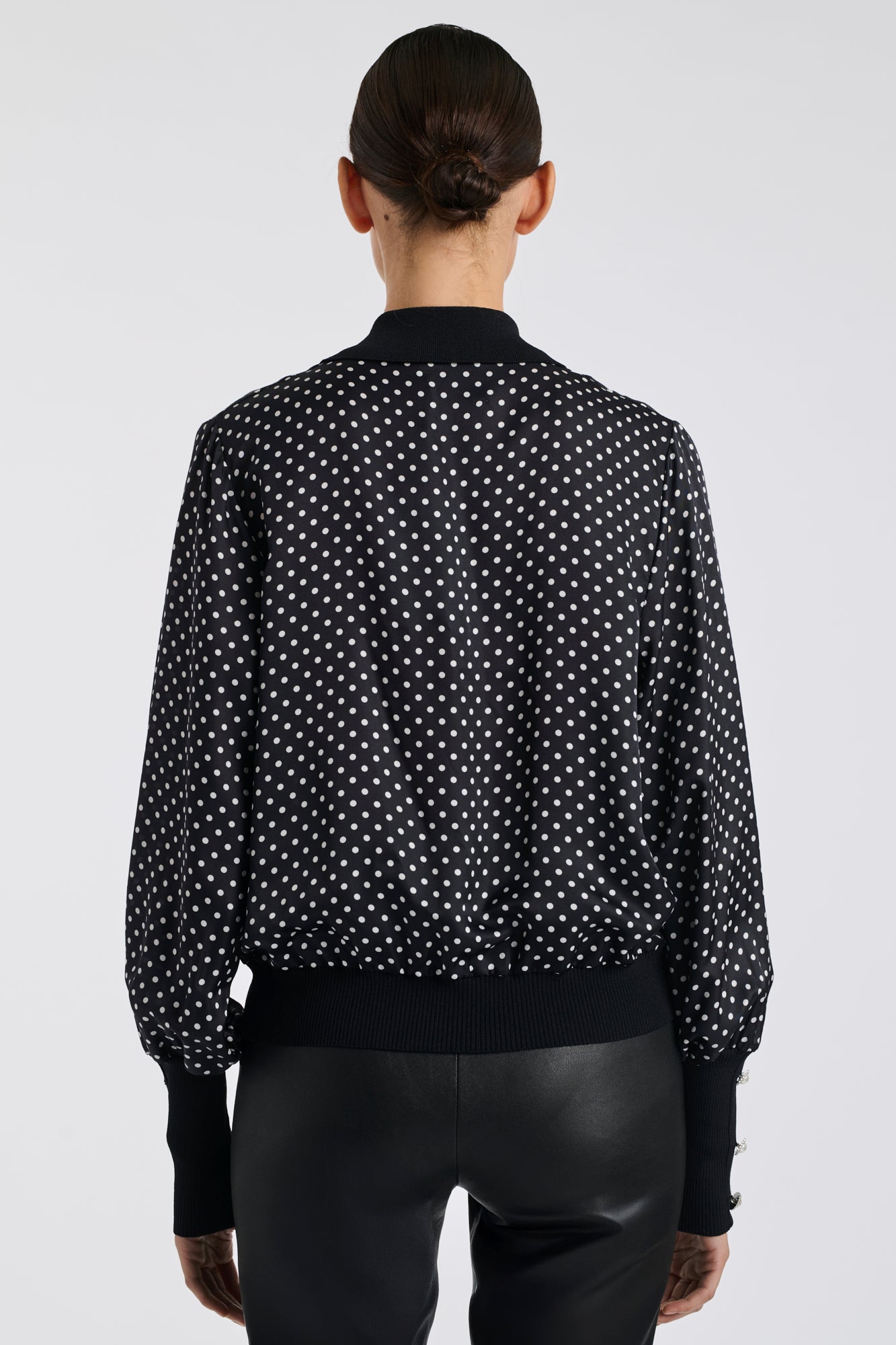 Bi-material polo shirt in silk and knitted fabric