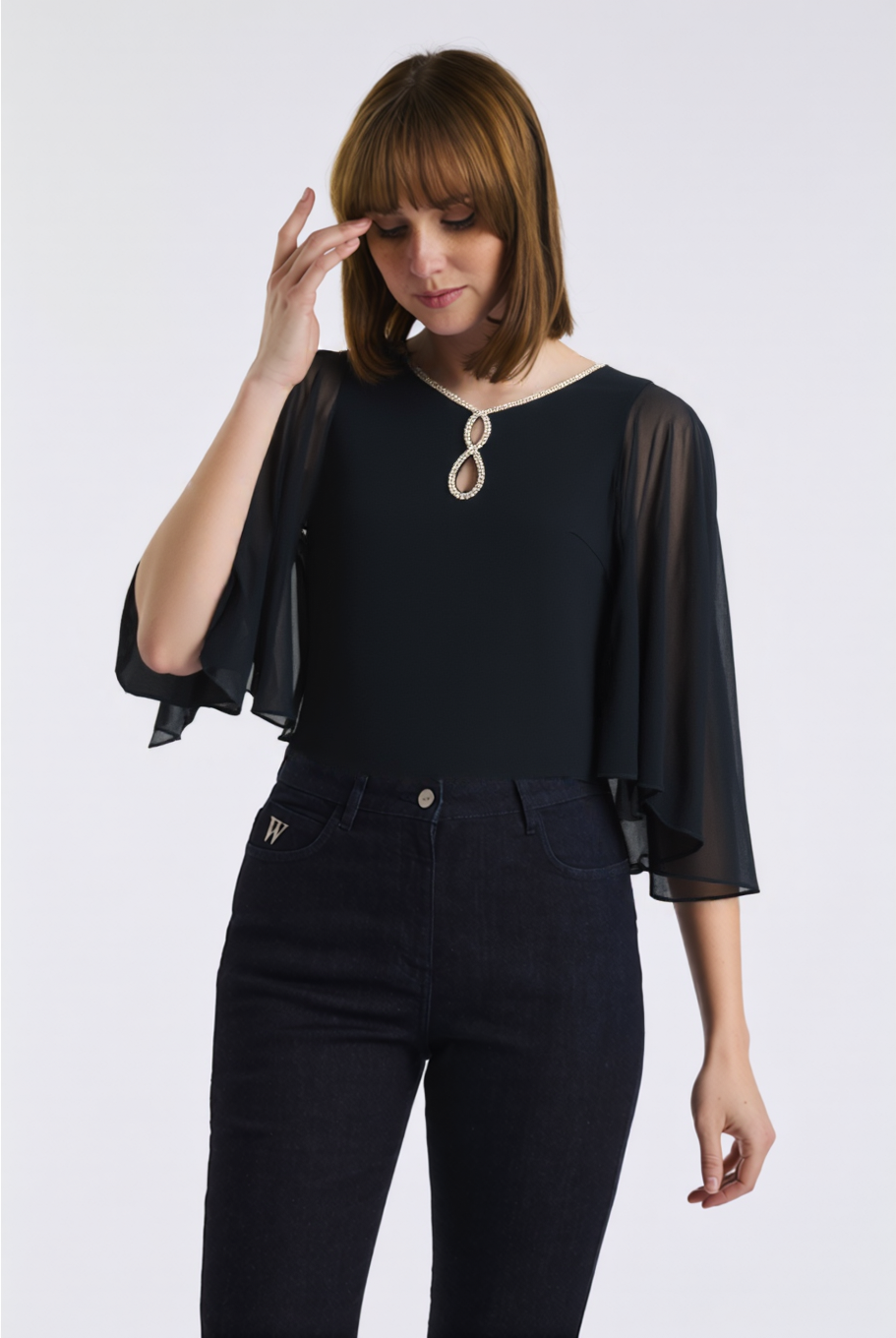 Silk cape-effect top