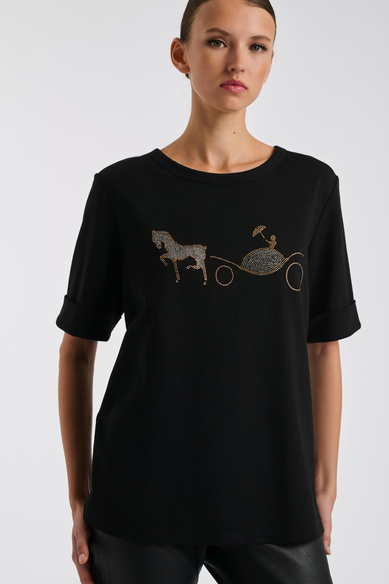 T-shirt logo strass et studs
