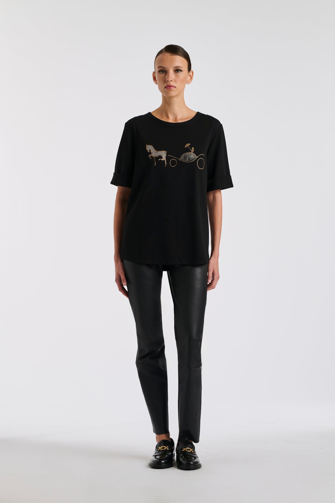 T-shirt logo strass et studs