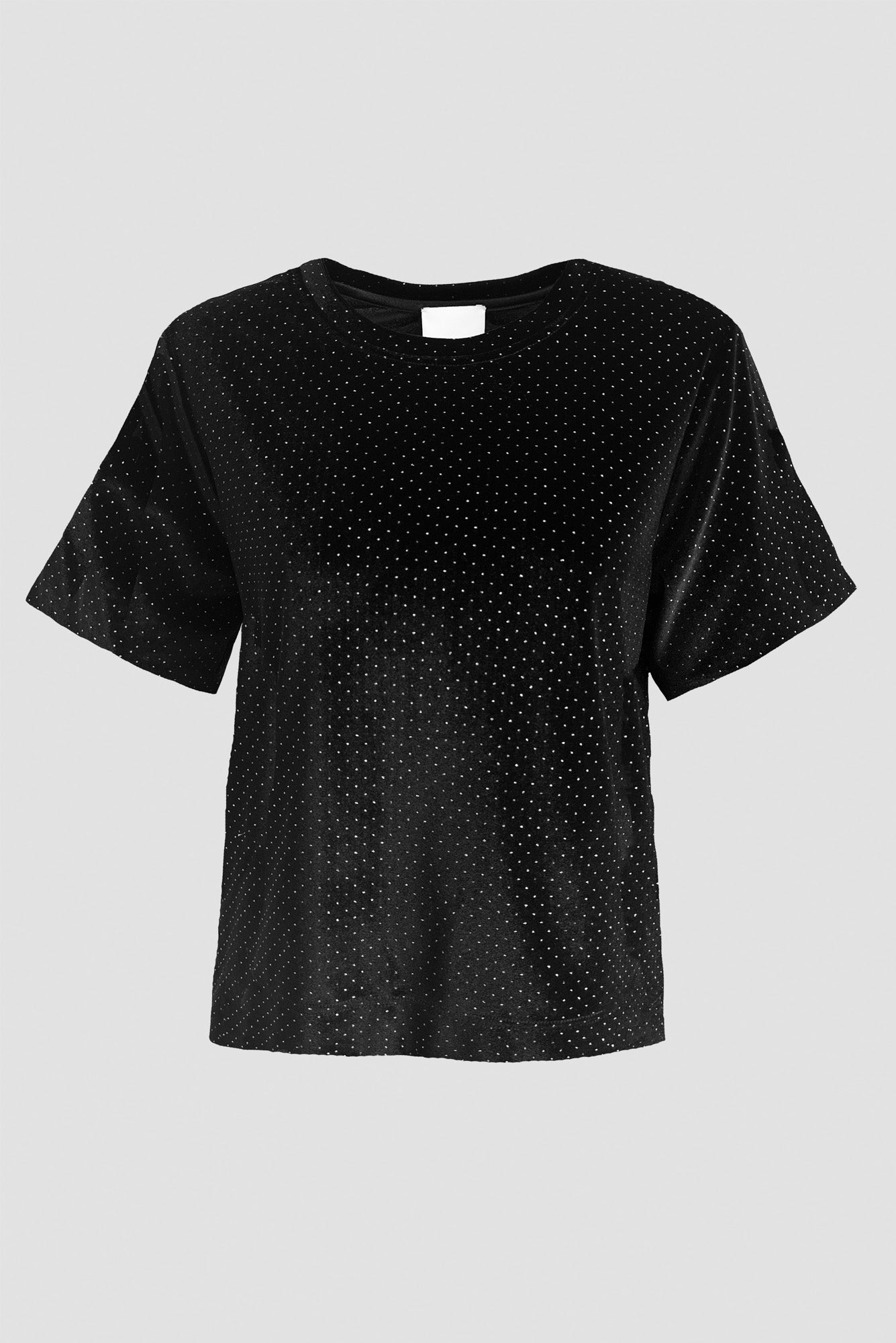 Velvet T-shirt with rhinestones