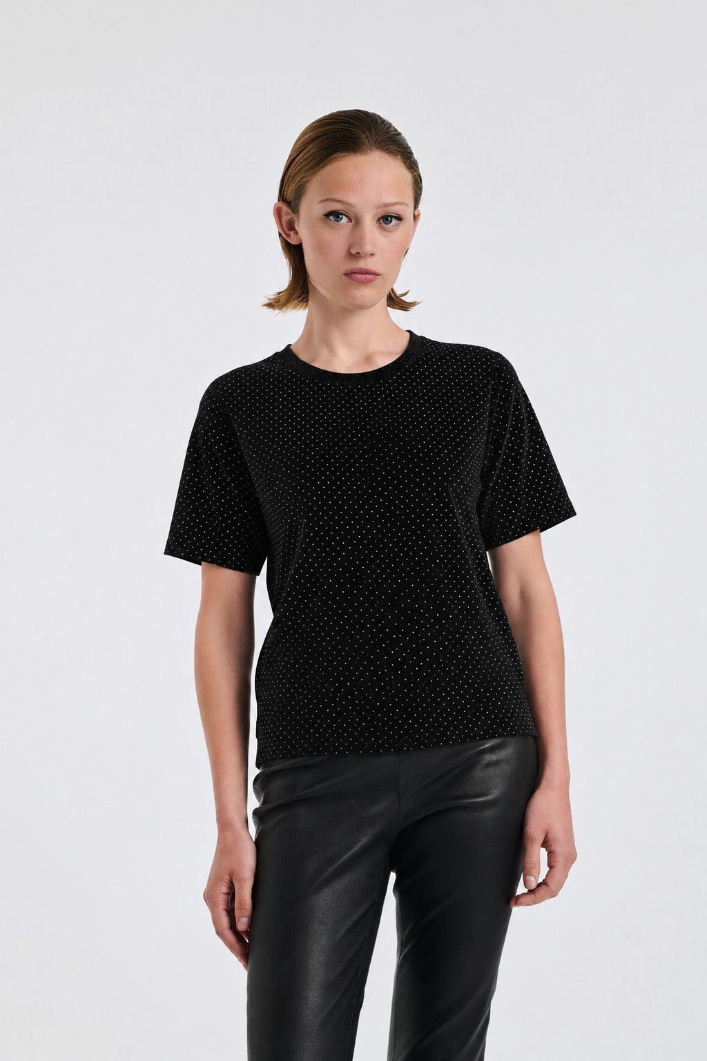 T-shirt en velours à strass