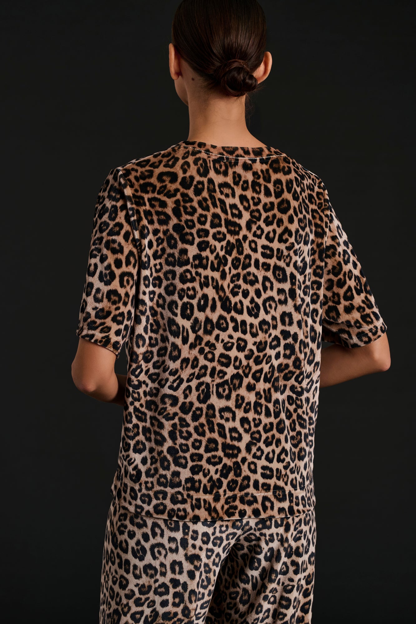 T-shirt en velours imprimé léopard