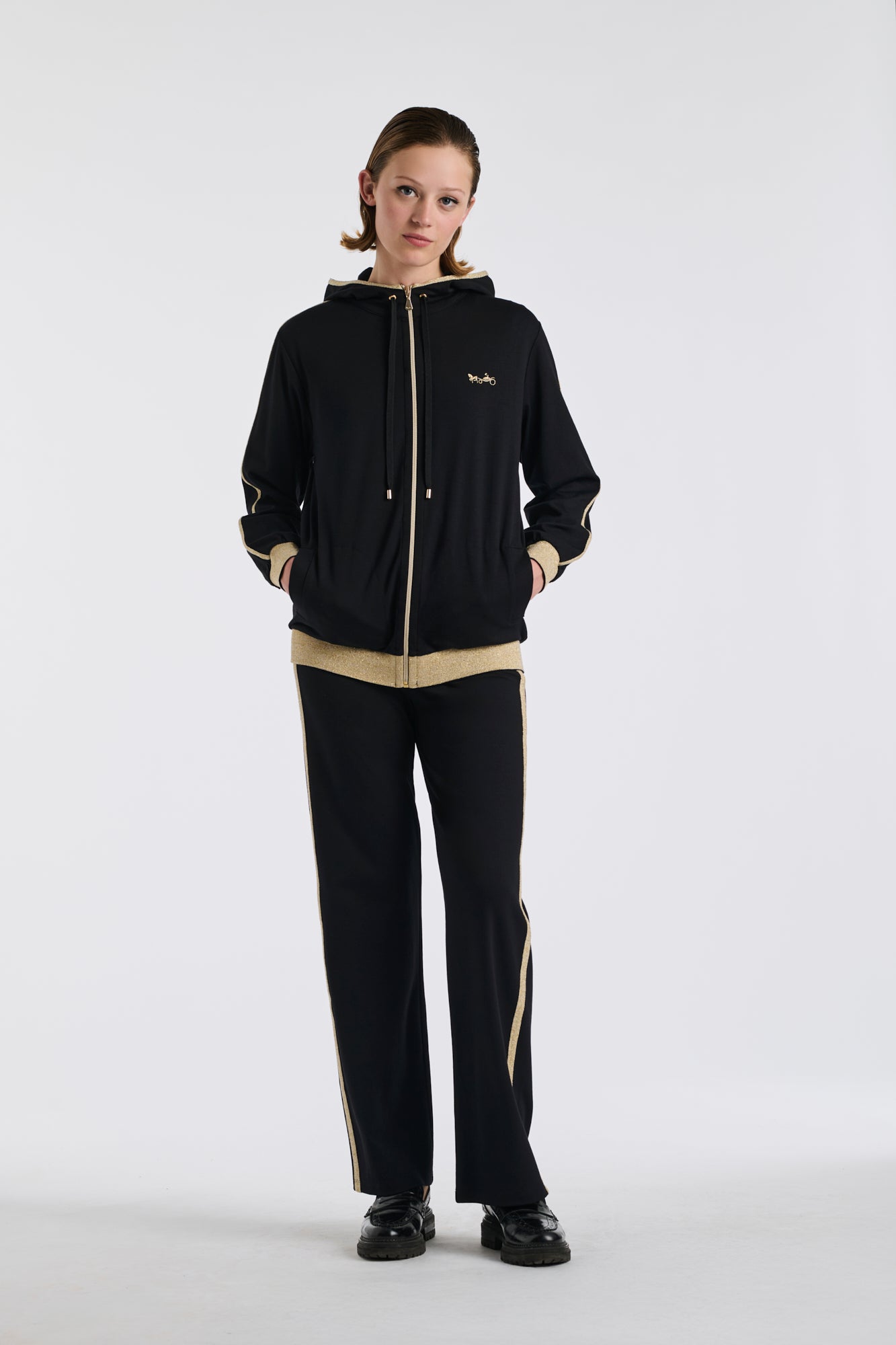 Two-tone hooded sweatshirt