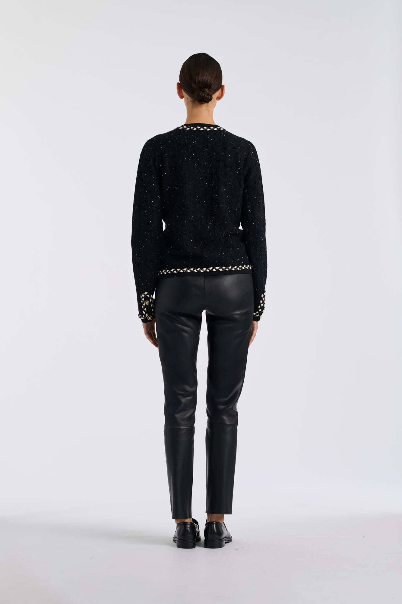 Cardigan effet tweed galoné