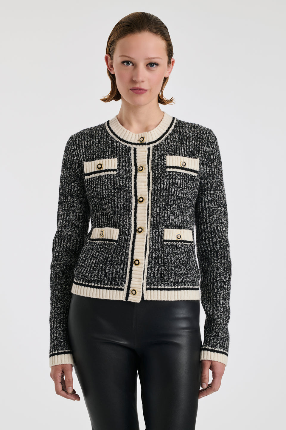 Cardigan bicolore en maille