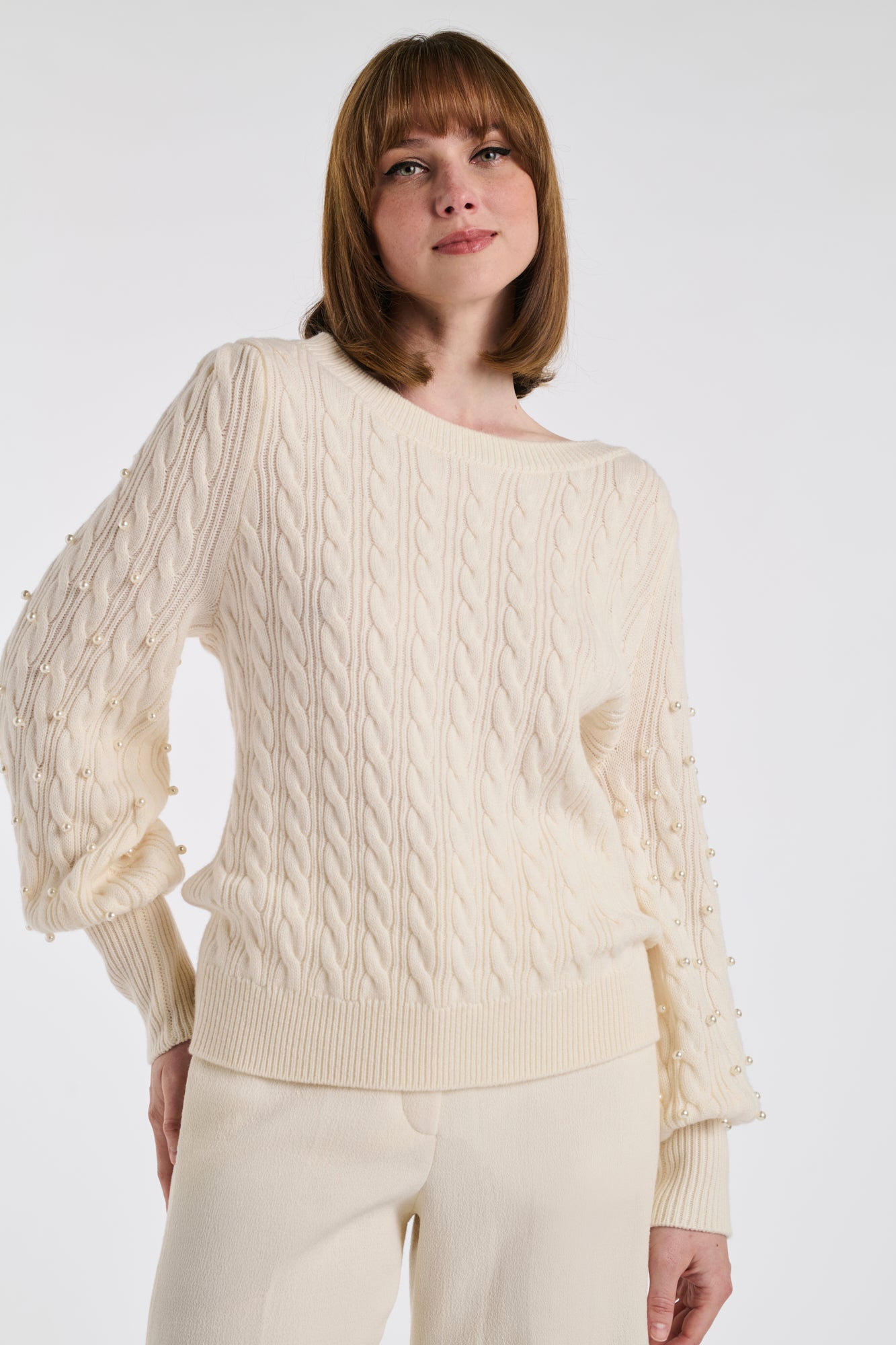 Pull en torsades et perles