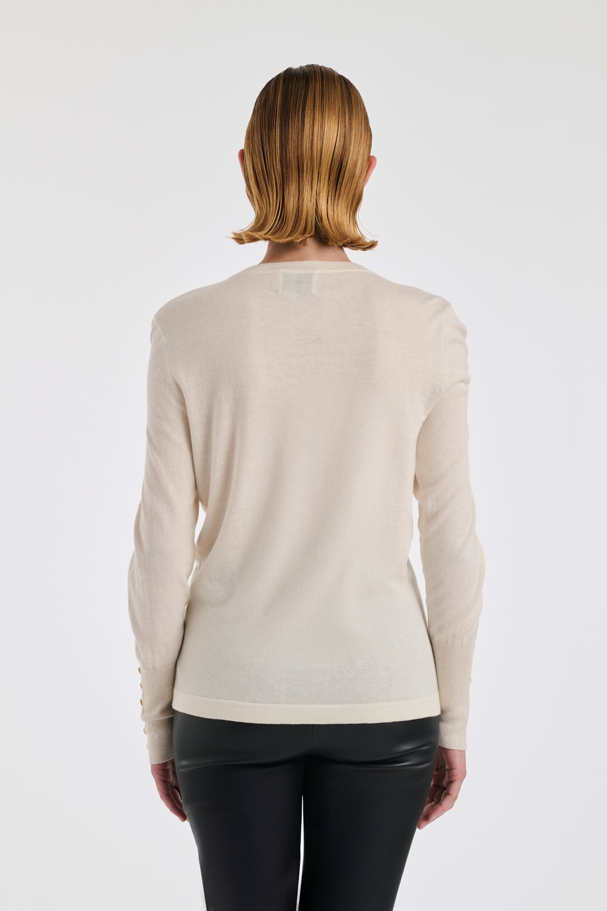Pull col rond en soie et laine