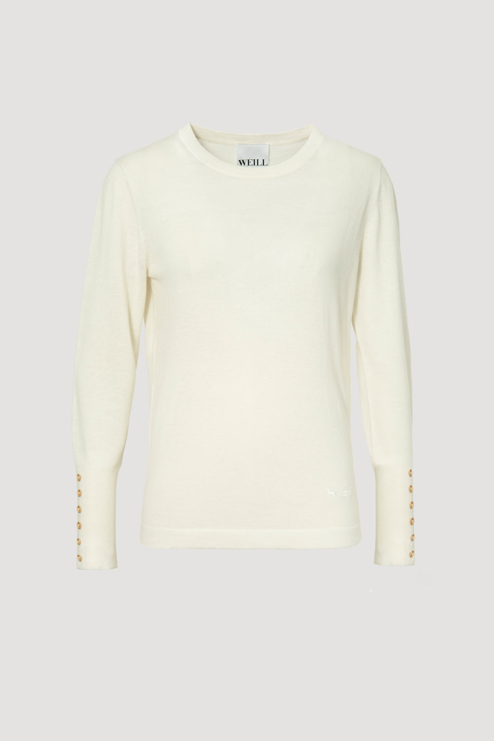 Pull col rond en soie et laine