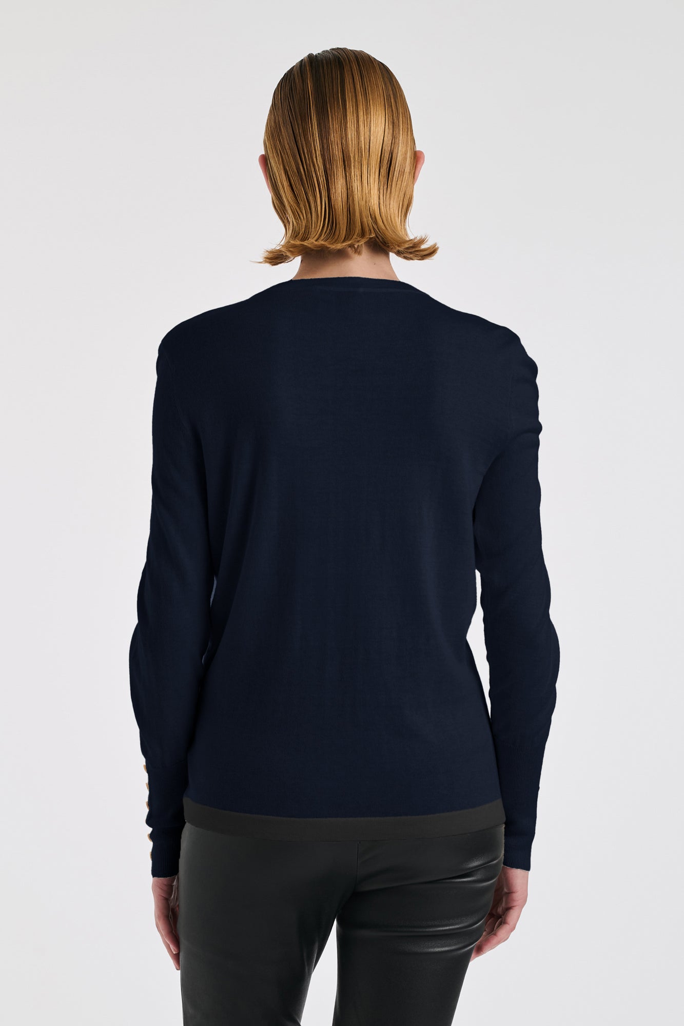 Pull col rond en soie et laine