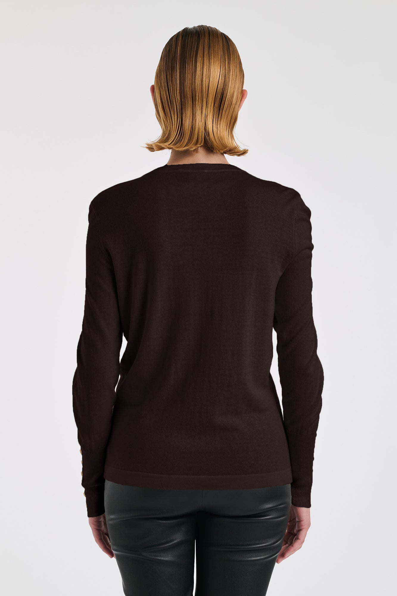 Pull col rond en soie et laine