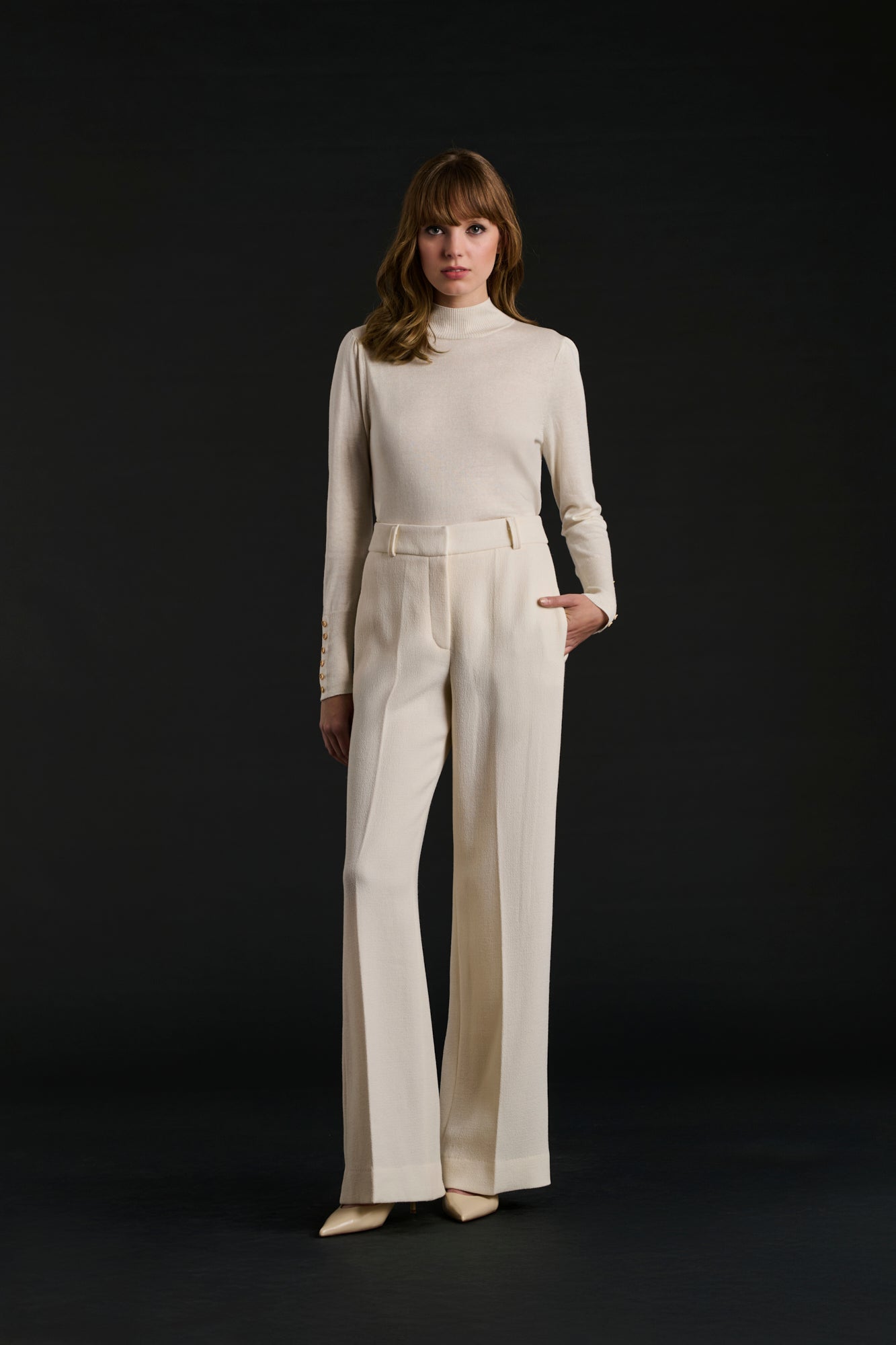 Pull col montant en soie et cachemire