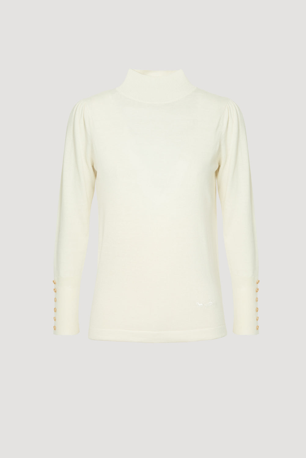 Pull col montant en soie et laine