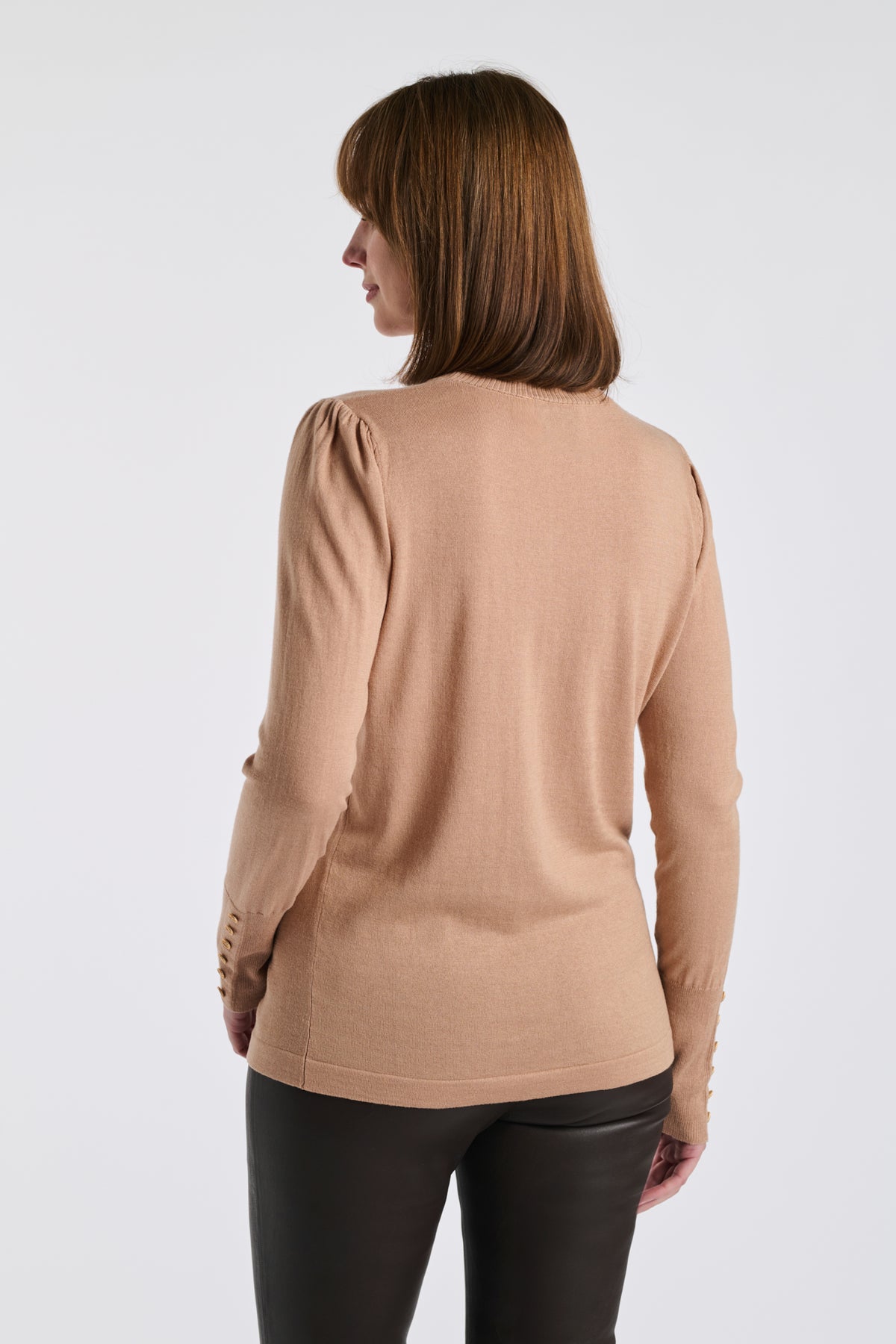 Pull col montant en soie et laine