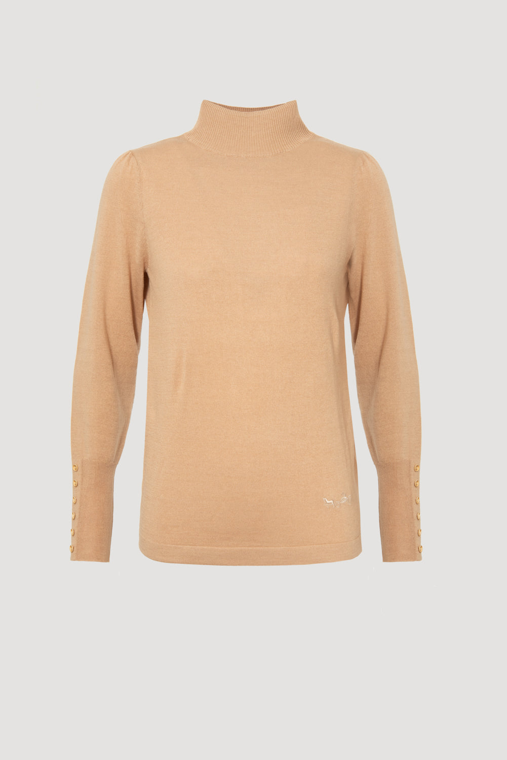 Pull col montant en soie et laine