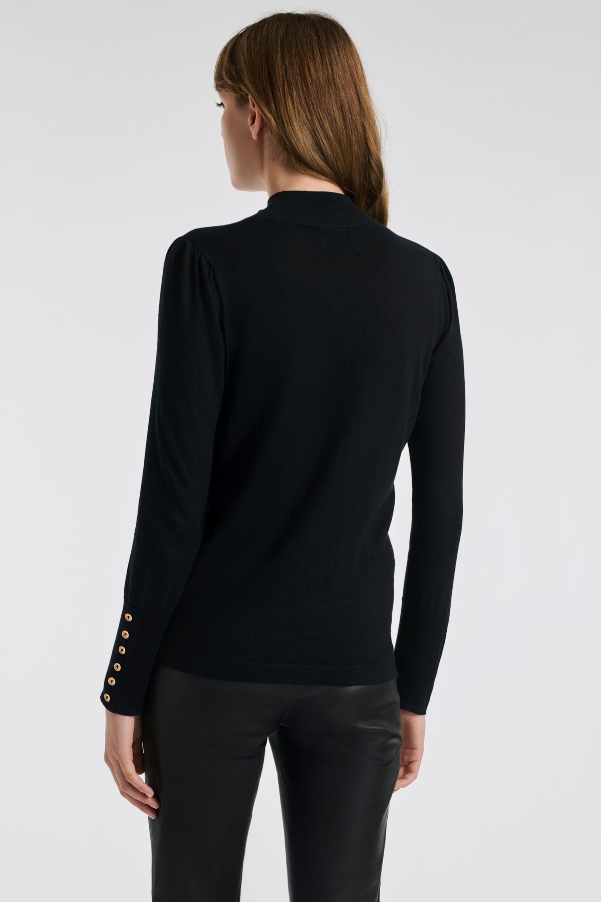 Pull col montant en soie et laine