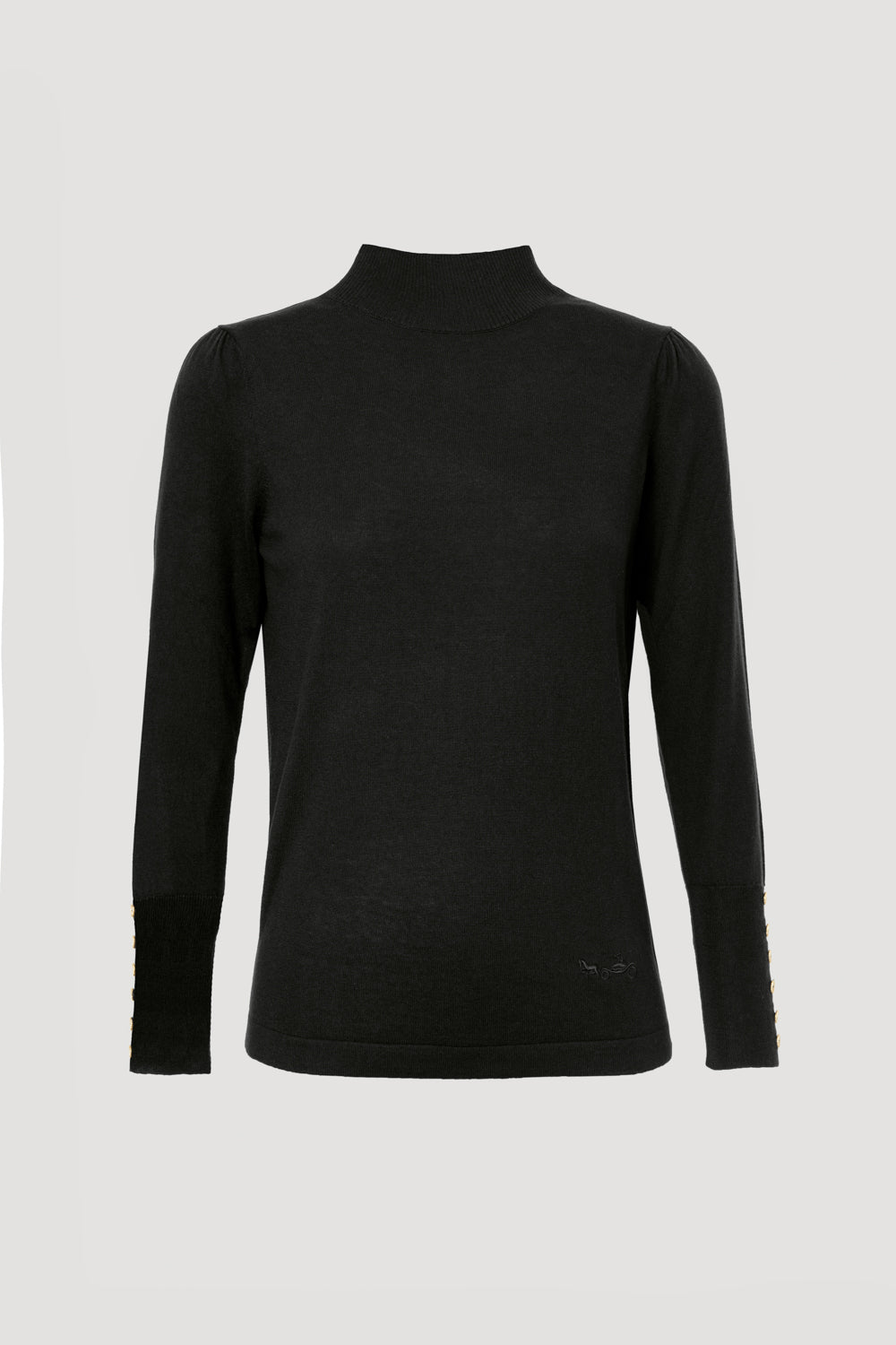 Pull col montant en soie et laine