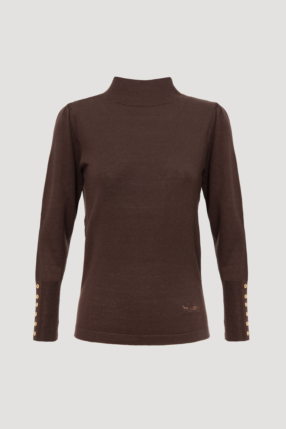 Pull col montant en soie et laine