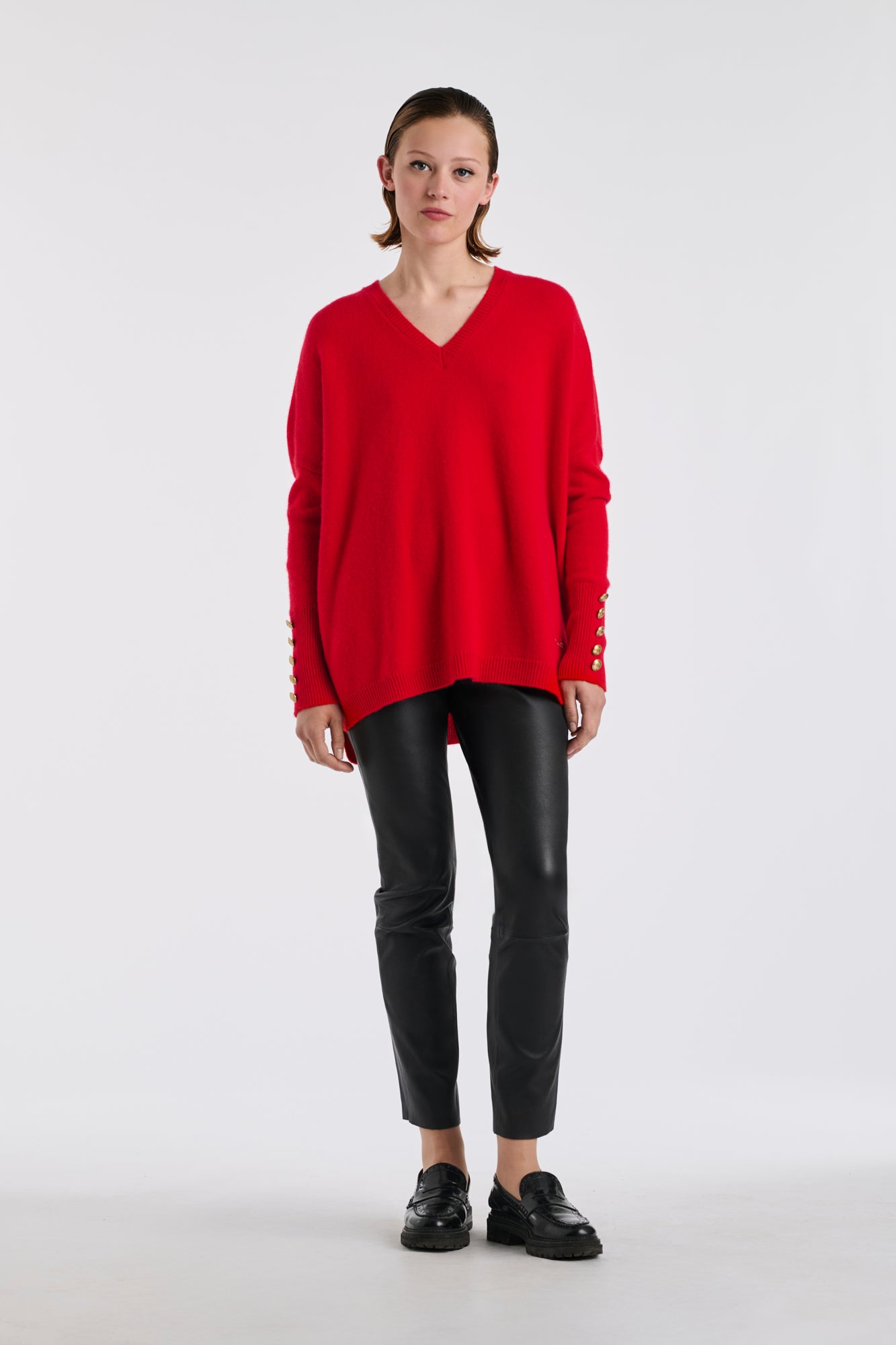 Pull col v en cachemire mélangé