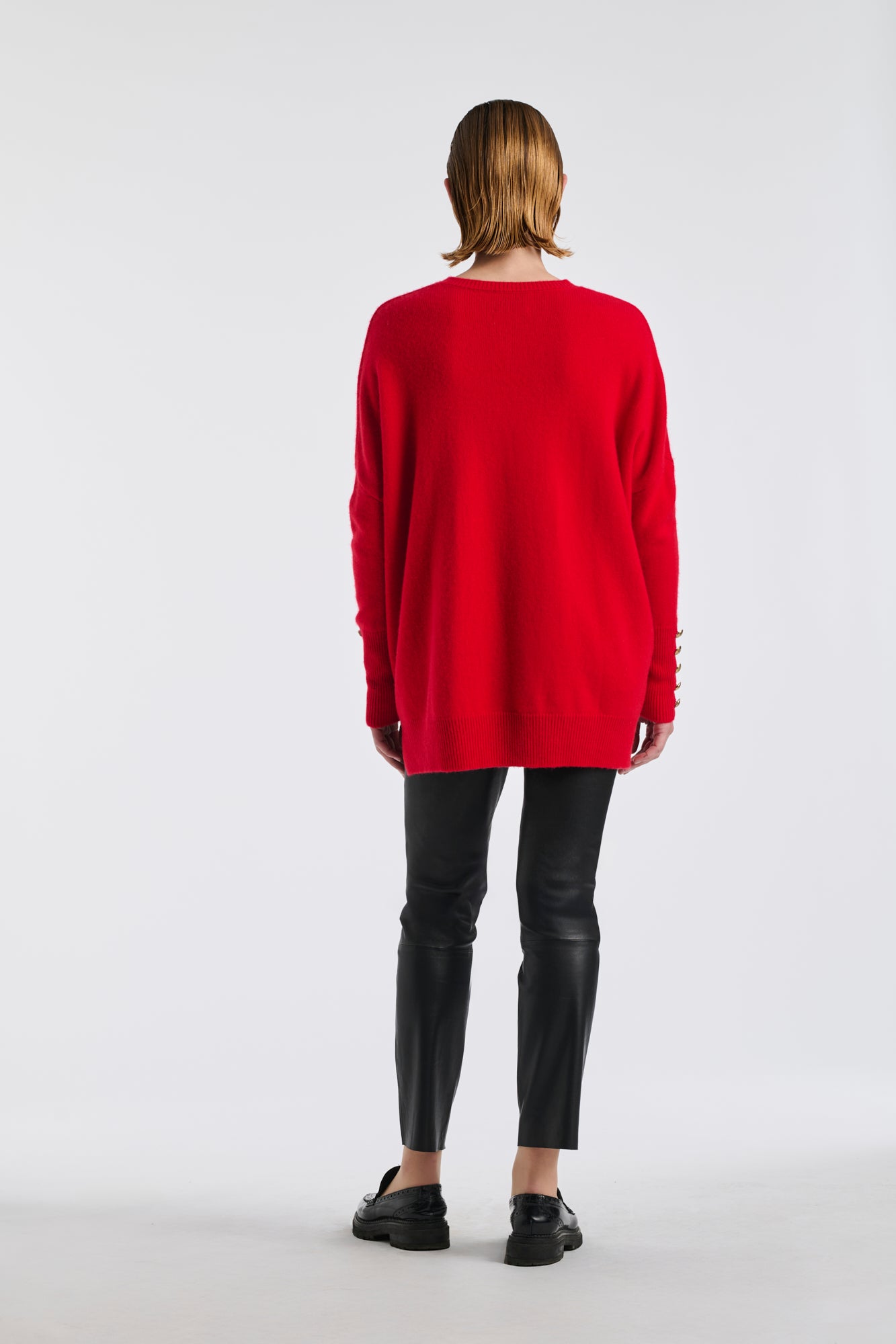 Pull col v en cachemire mélangé