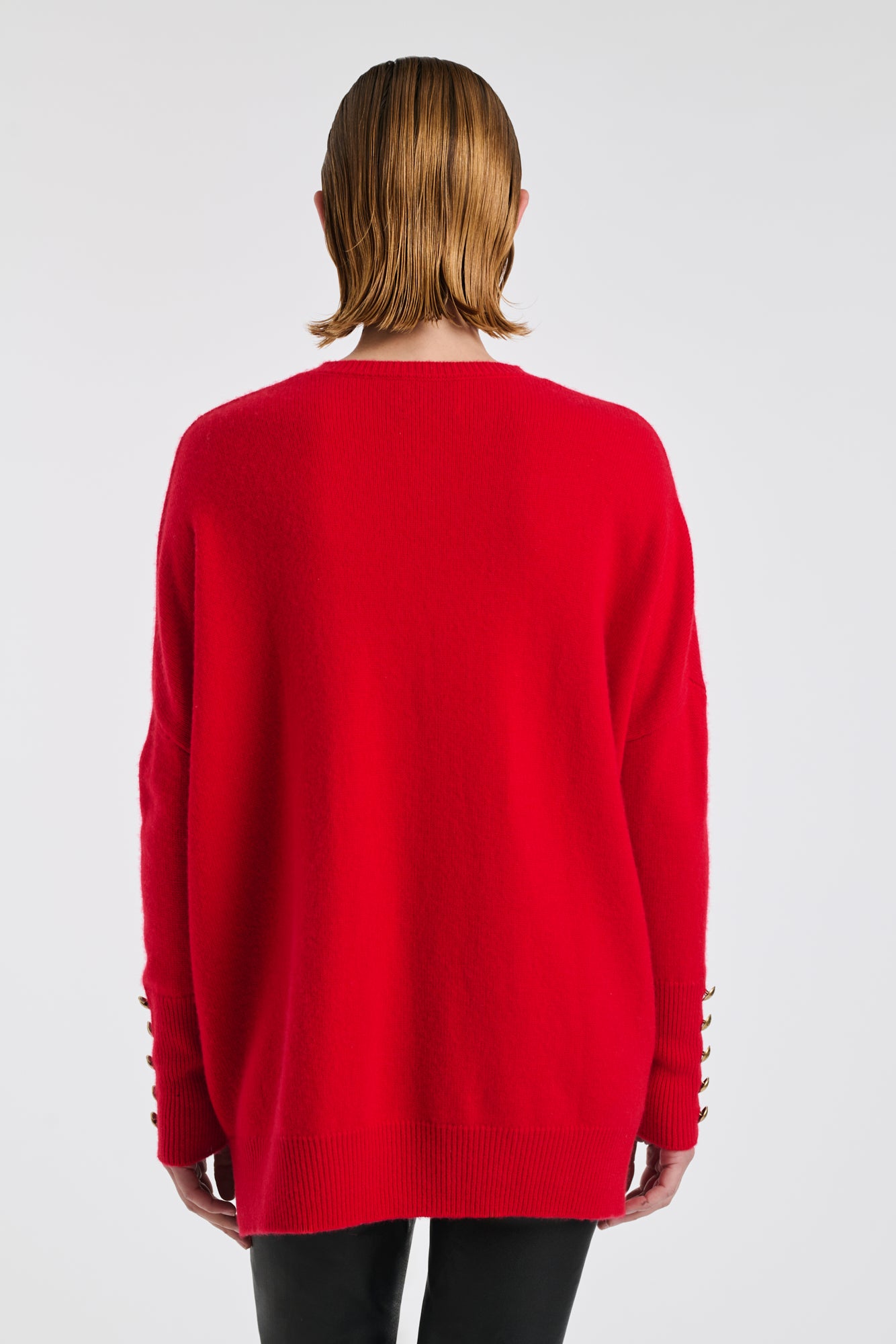 Pull col v en cachemire mélangé