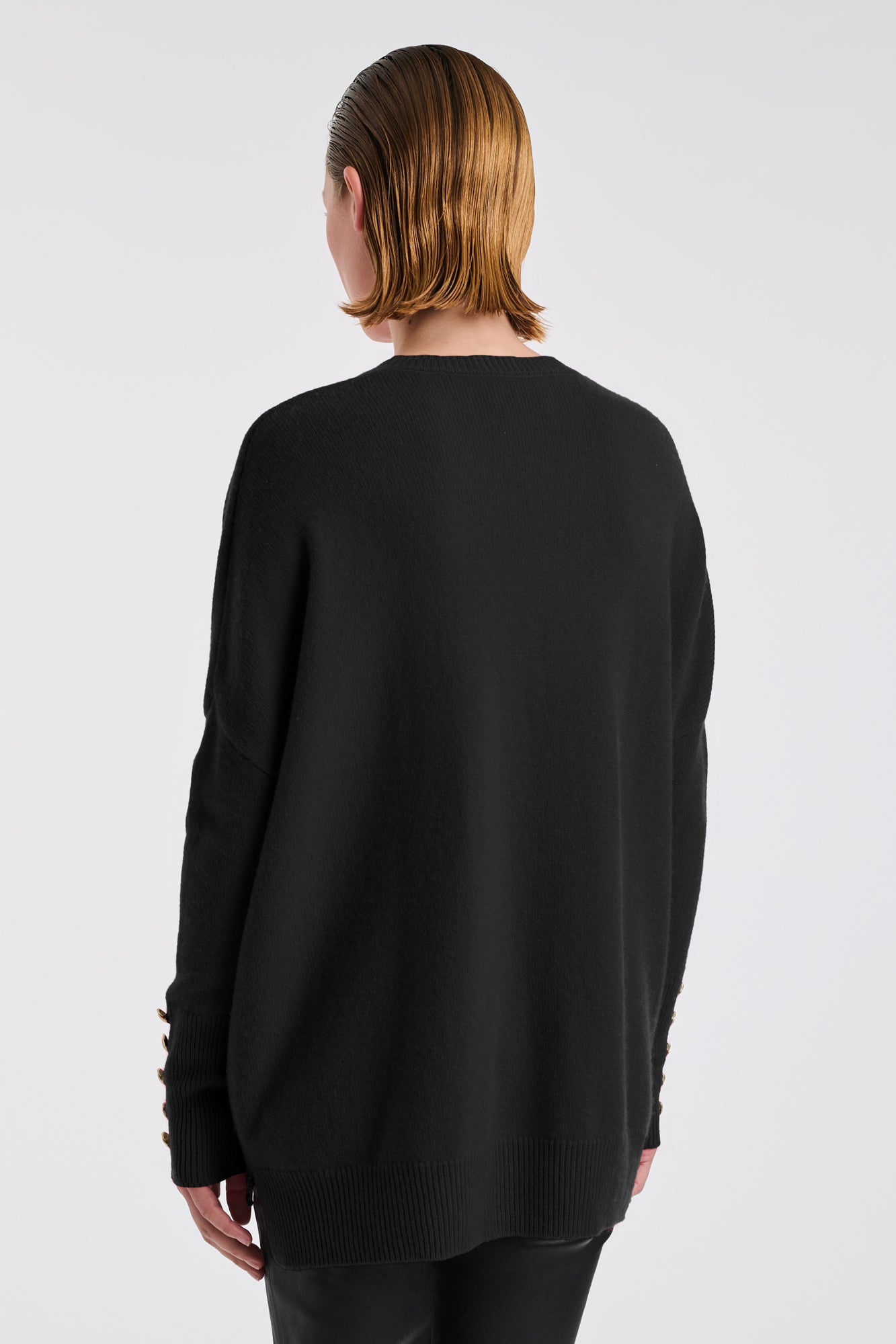 Pull col v en cachemire mélangé