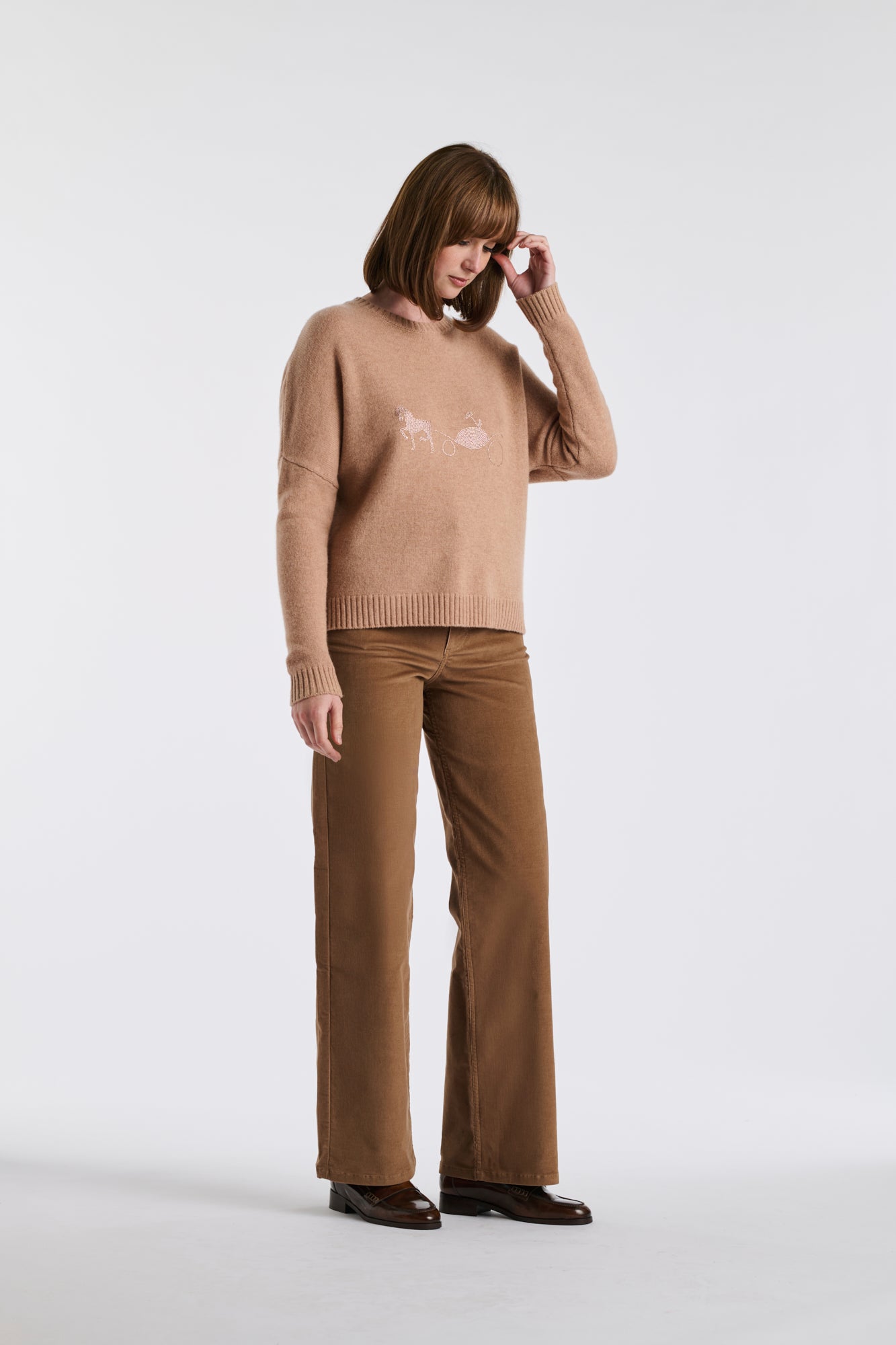 Pull en cachemire à logo strass