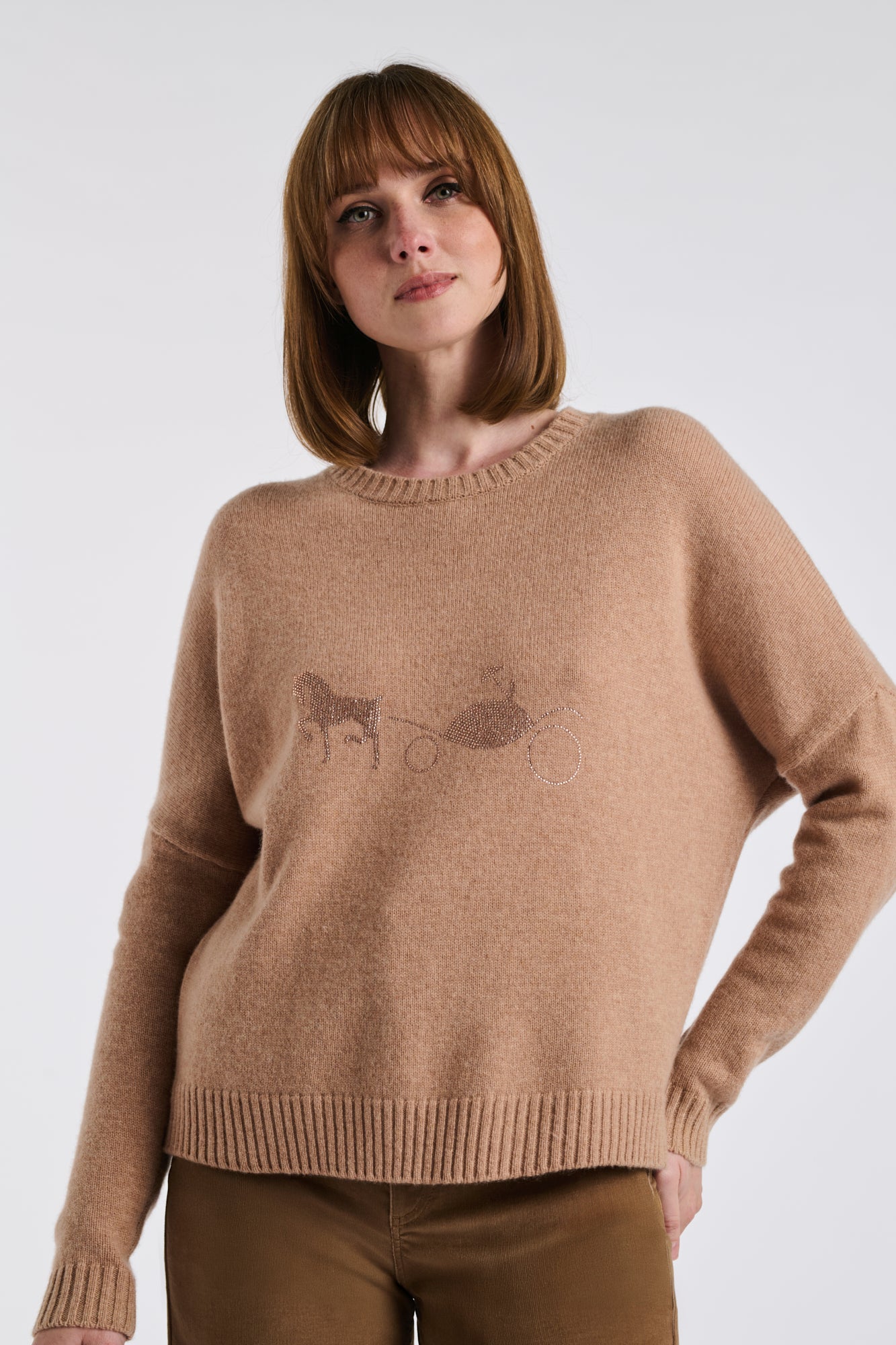 Pull en cachemire à logo strass