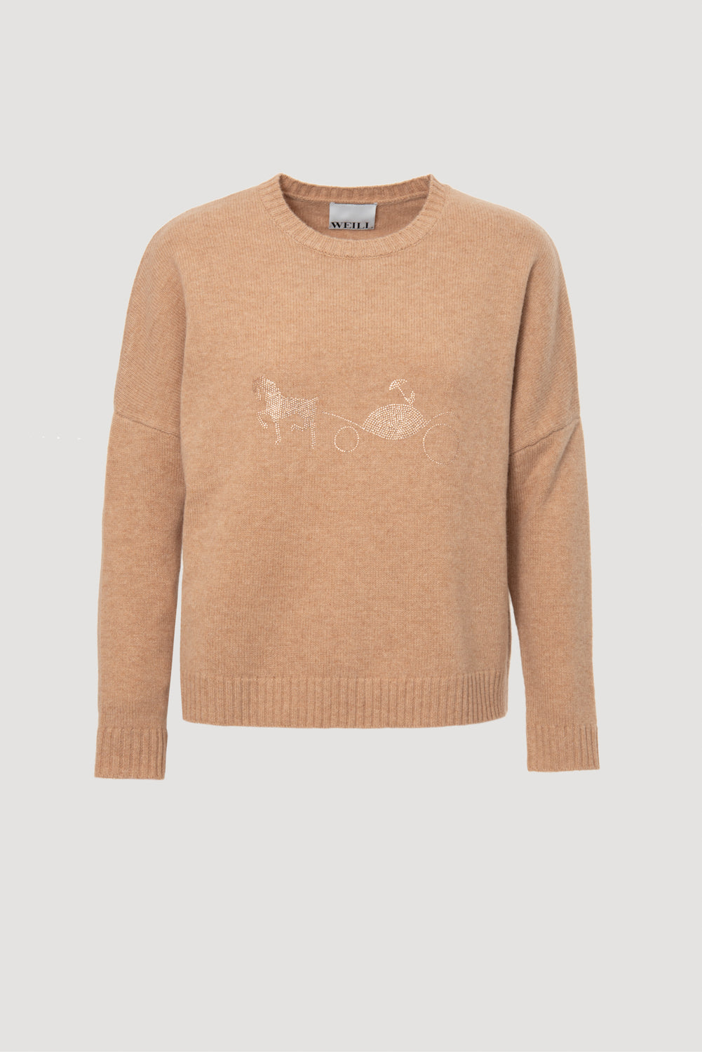 Pull en cachemire à logo strass