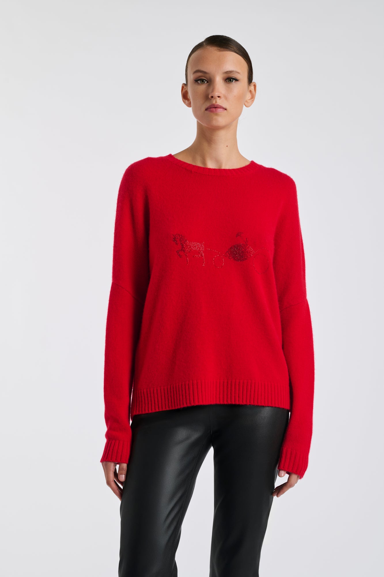 Pull en cachemire à logo strass