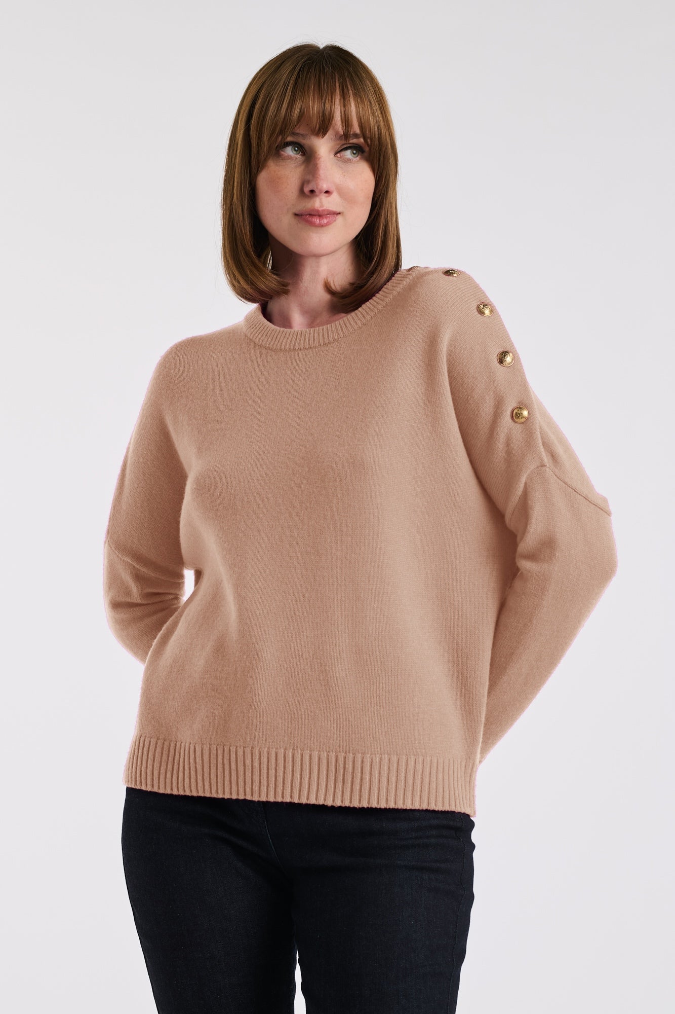 Pull col rond cachemire mélangé