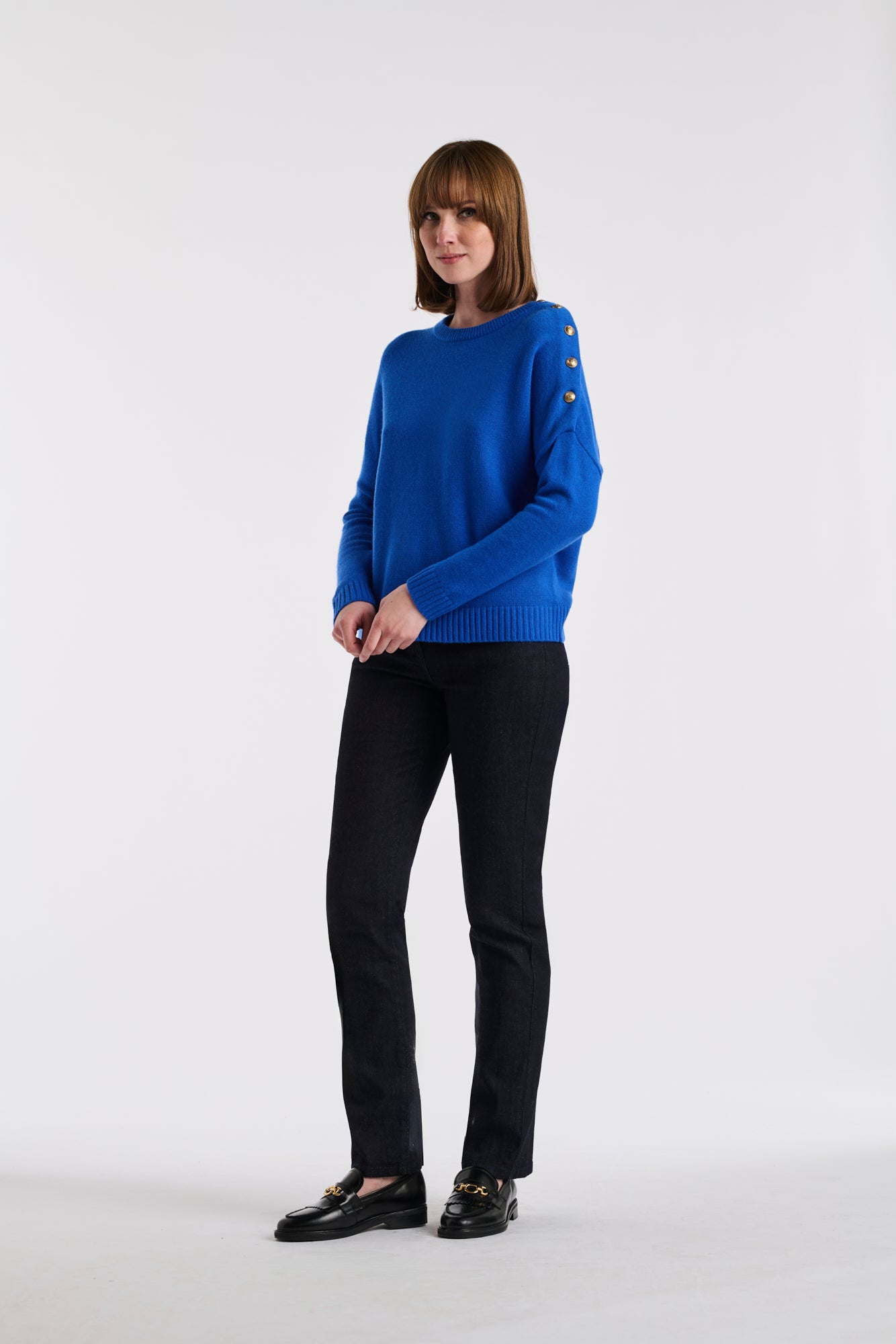 Pull col rond cachemire mélangé