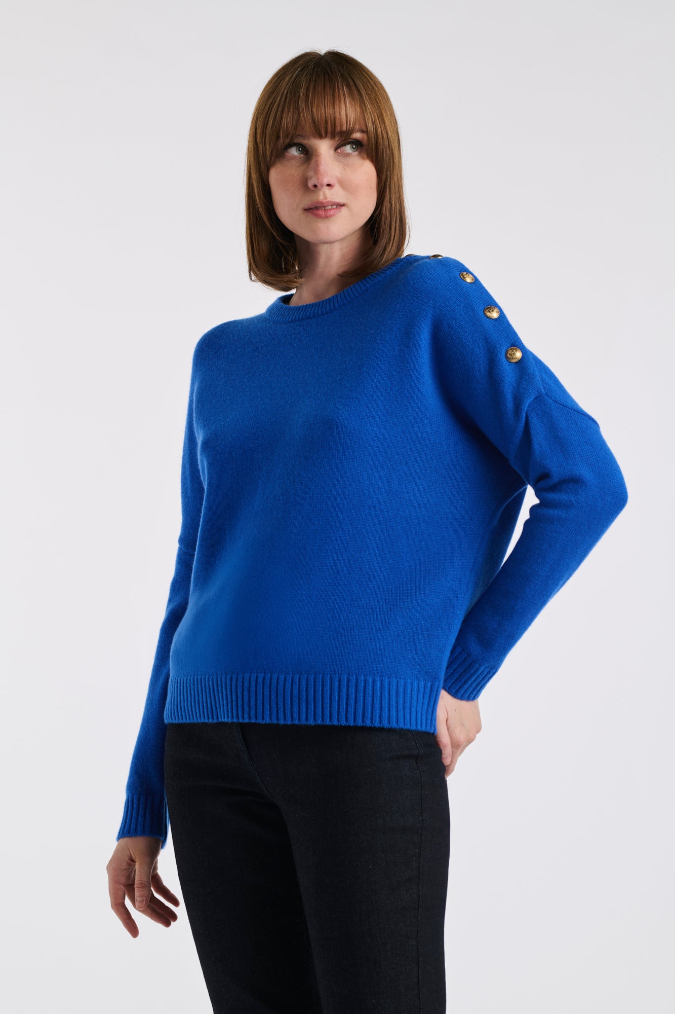 Pull col rond cachemire mélangé