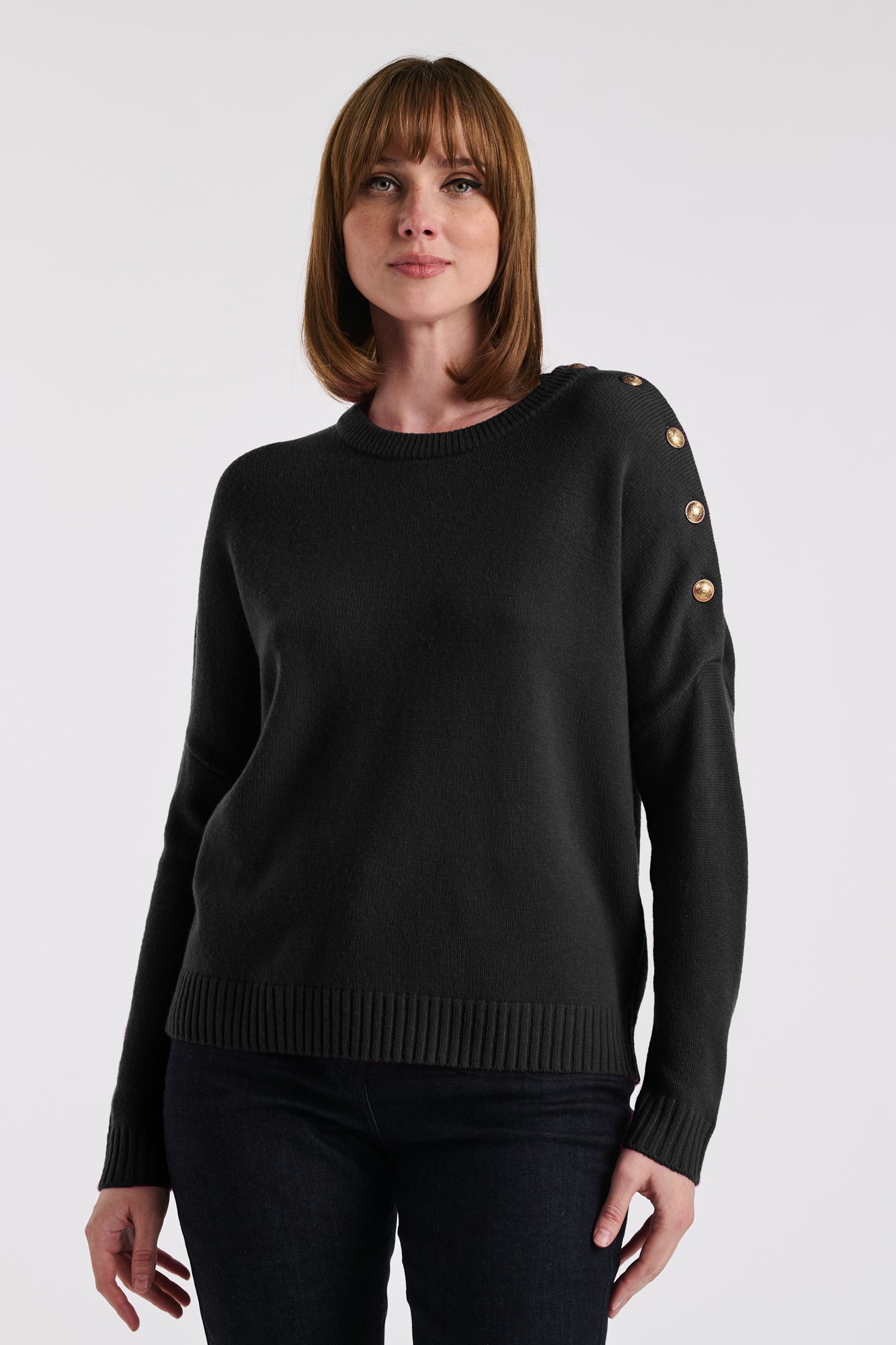 Pull col rond cachemire mélangé