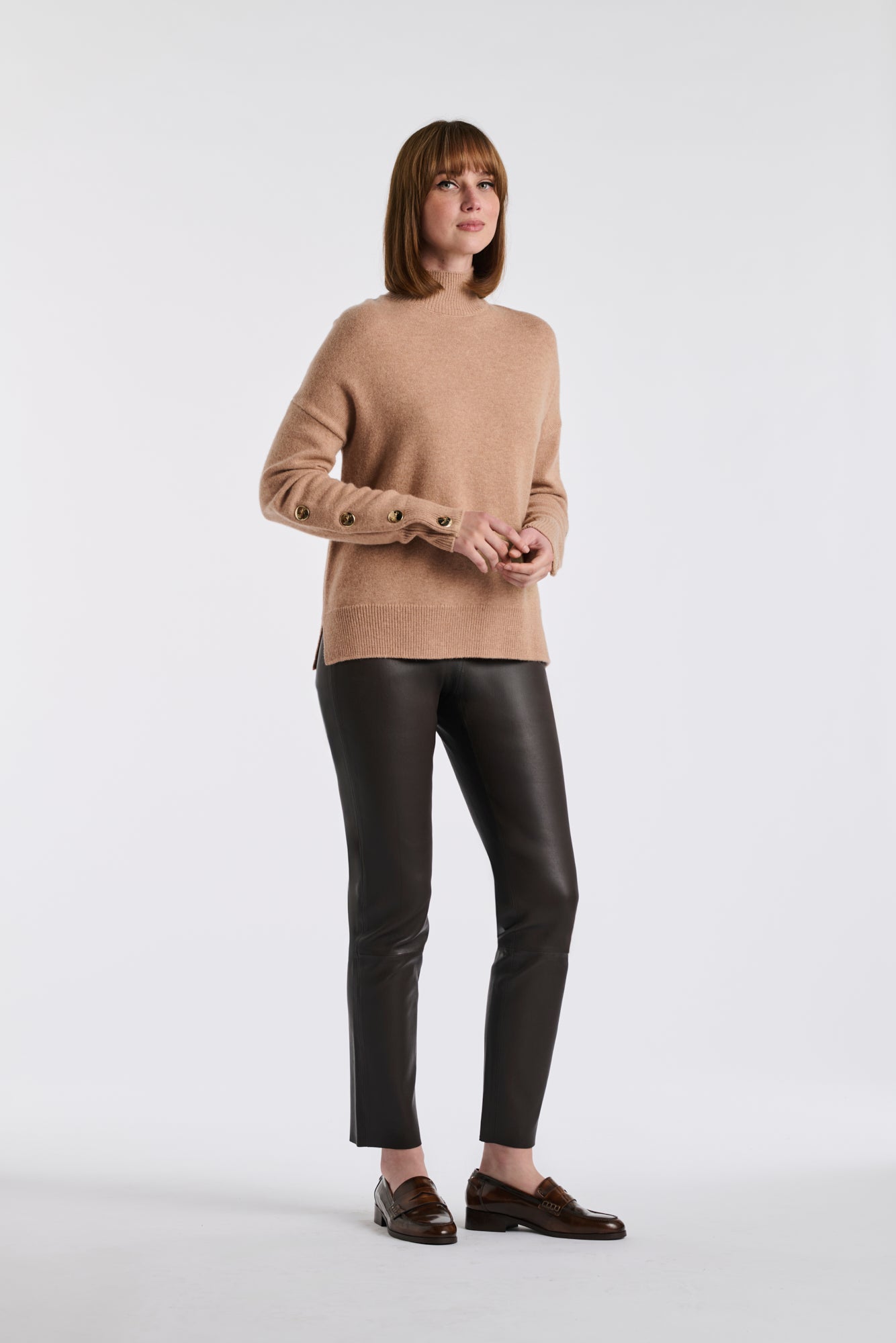 Funnel neck jumper in a cashmere blend