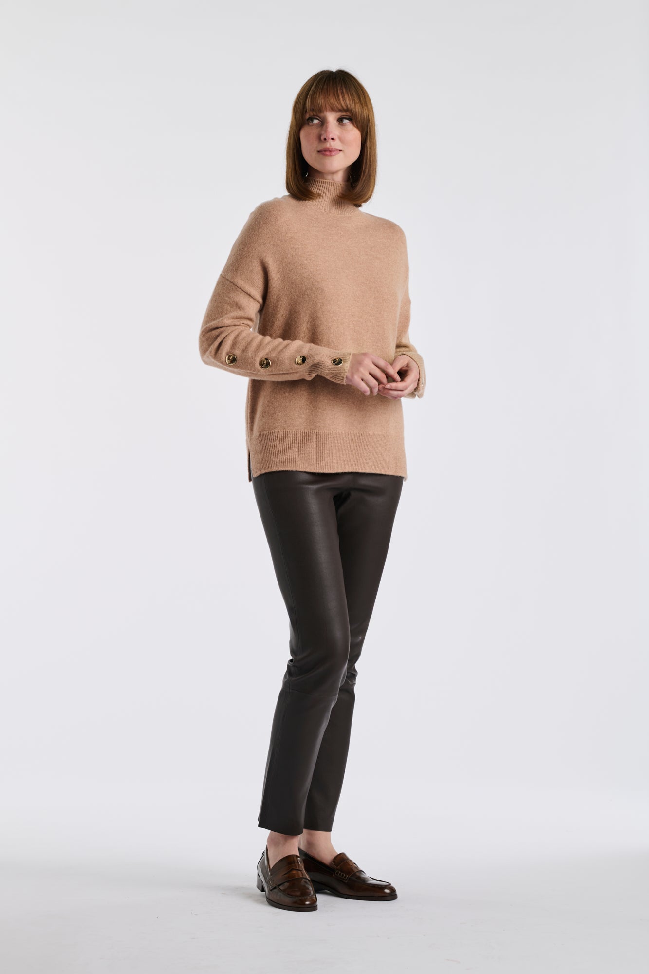 Funnel neck jumper in a cashmere blend