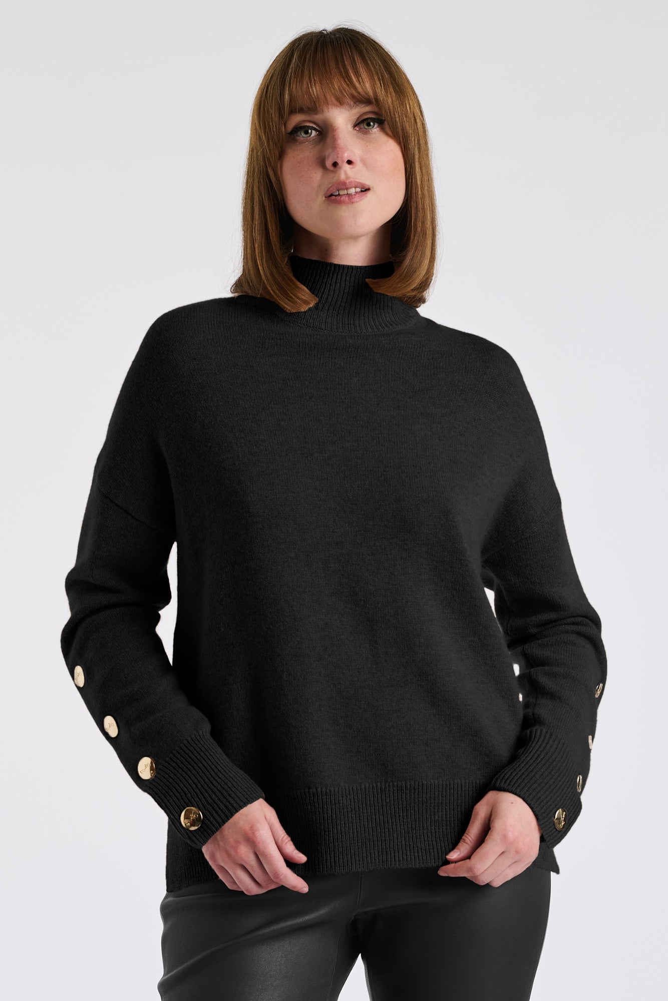 Funnel neck jumper in a cashmere blend