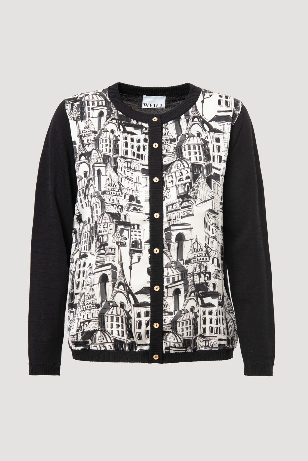 Cardigan imprimé paris bimatière en soie