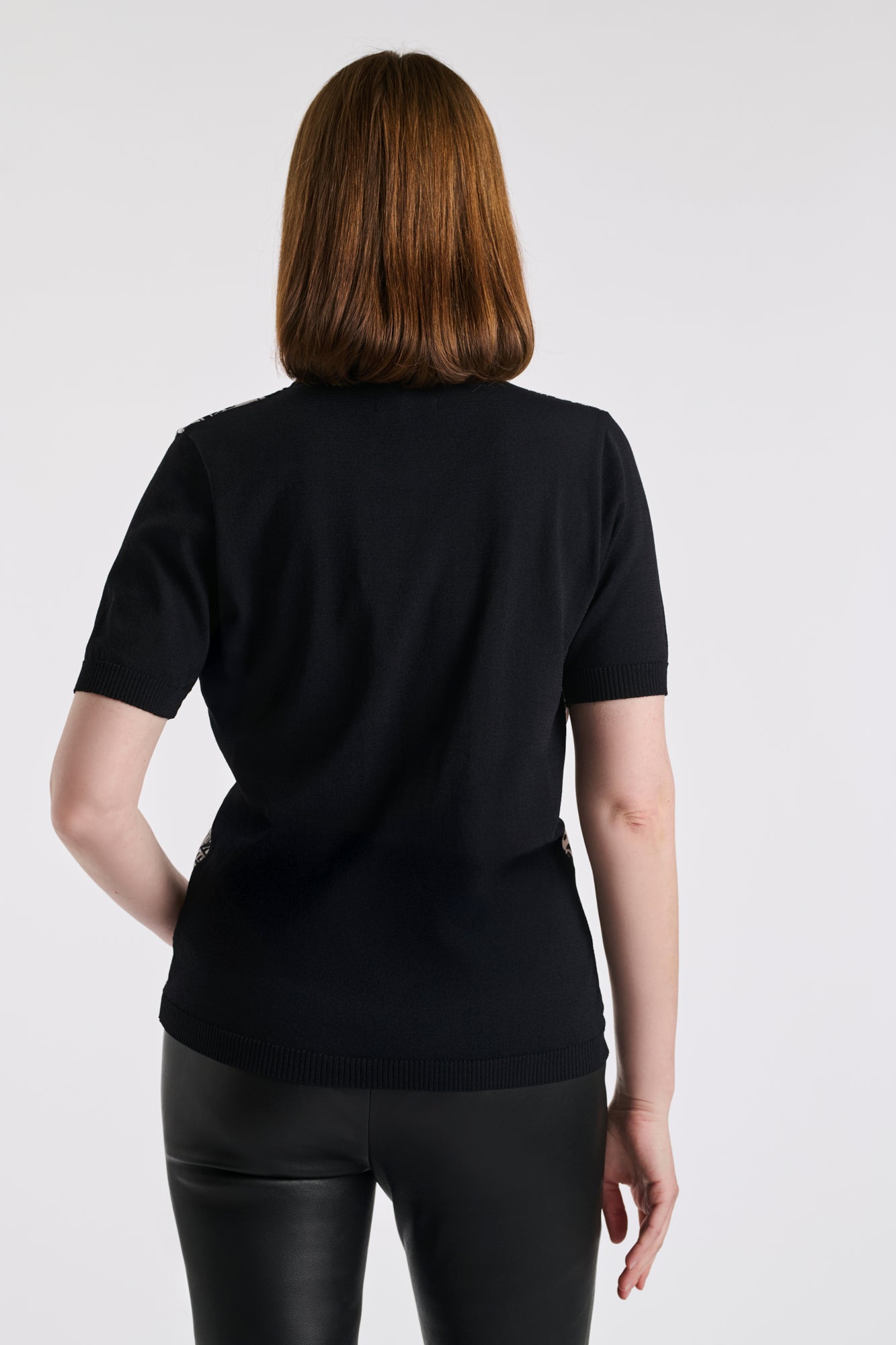 Bi-material silk jumper with a Paris print