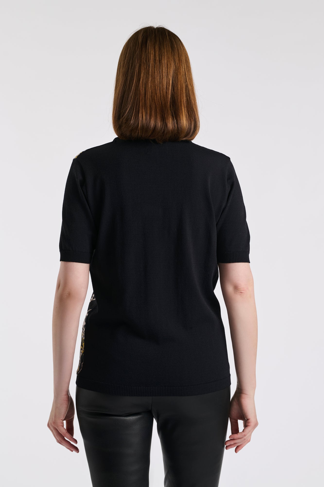 Pull imprimé bijoux en soie bimatière